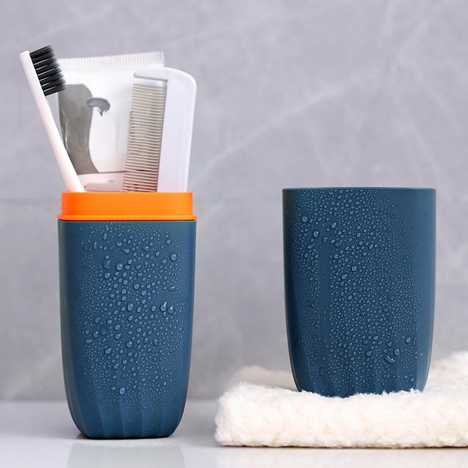 4xToothbrush Toothpaste Holder Case Compact for Business Trip Bathroom Outdoor dark blue