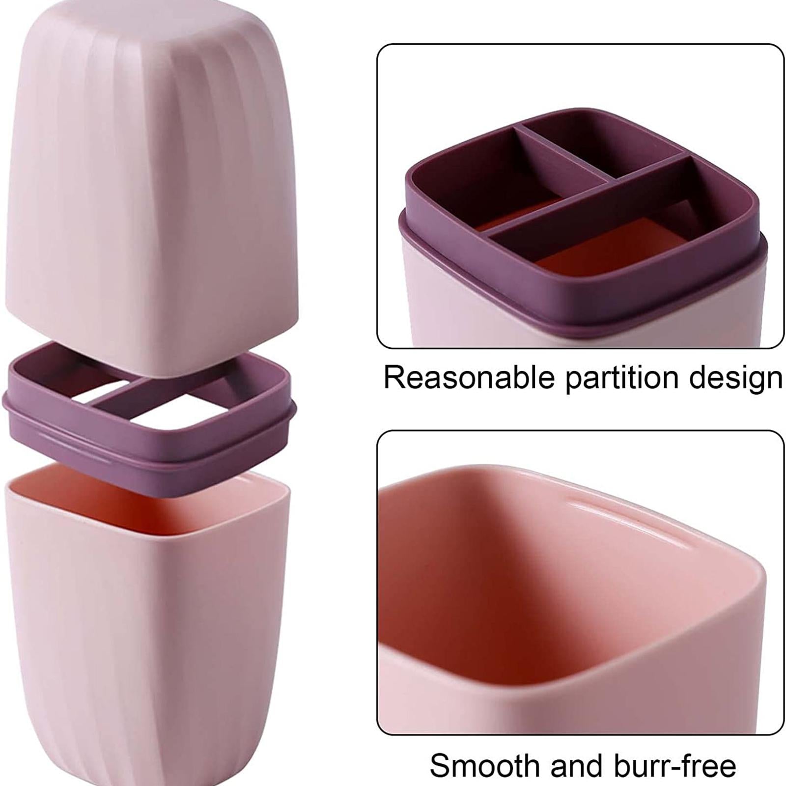 4xToothbrush Toothpaste Holder Case Compact for Business Trip Bathroom Outdoor pink
