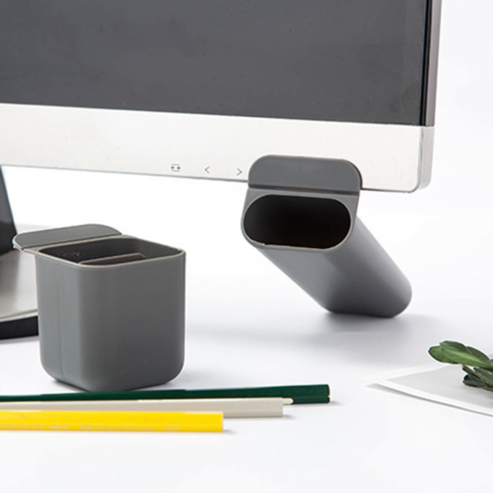 2xComputer Monitor Pocket Pencil Holder Desktop Accessories Office Stationery Gray Square