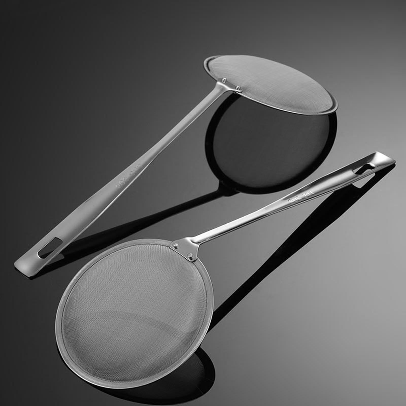 2xCooking Oil Sieve Colander Scoop with Handle for Blanching Vegetables 1mm