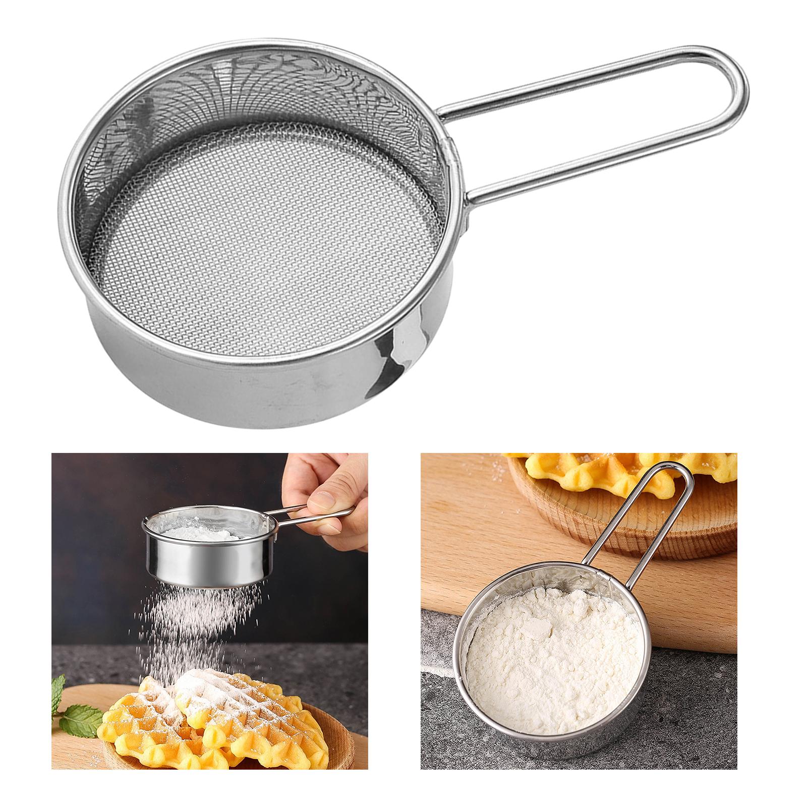 3xFlour Sifter Multifunctional Small Flour Colander with Handles for Sugar