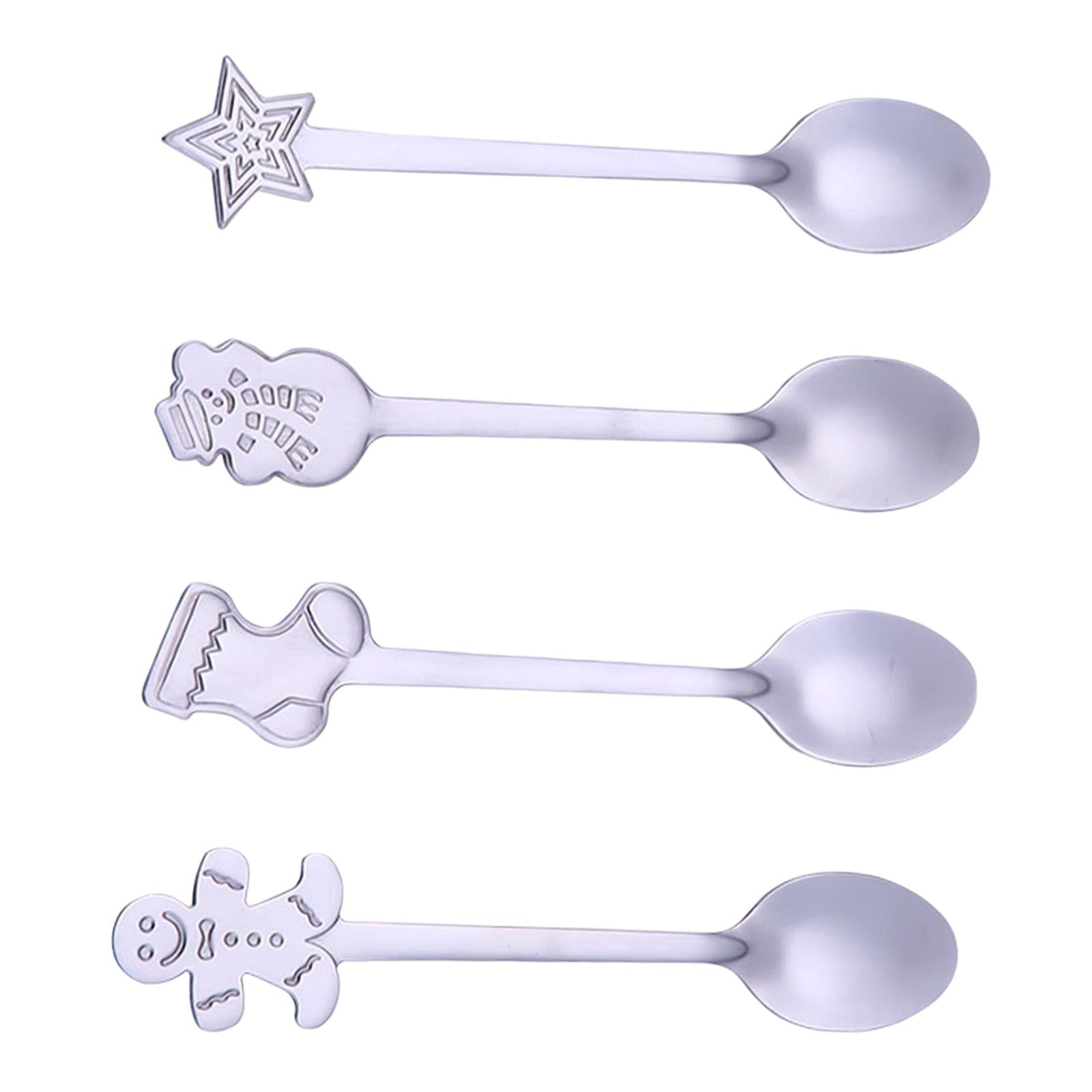 2x4 Pieces Stainless Steel Teaspoons Tableware for Cake Ice Cream Cappuccino