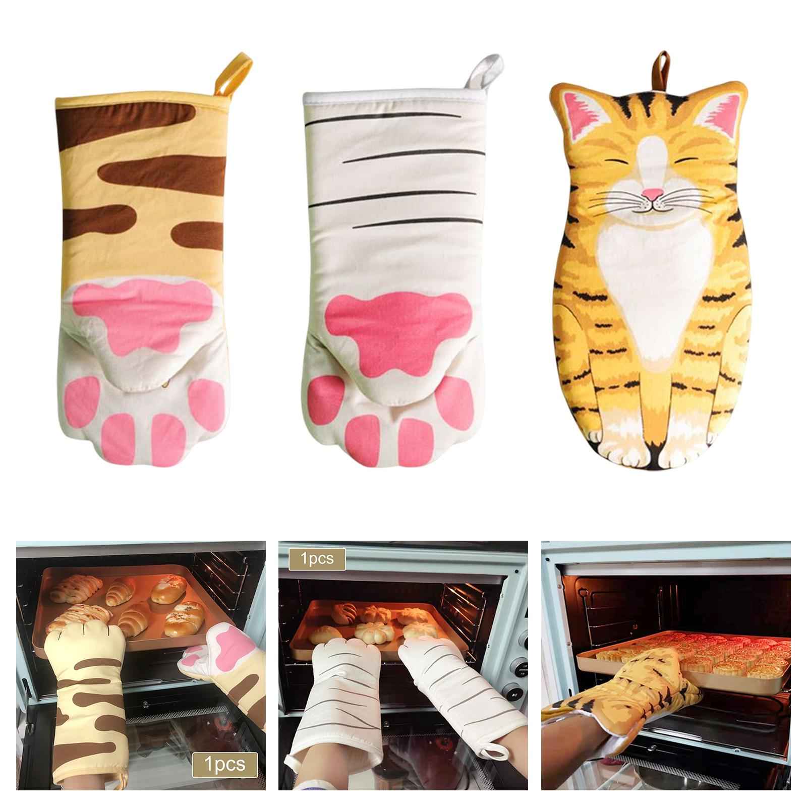 Microwave Oven Gloves Cat Shaped Portable Cozy for BBQ Household Baking A