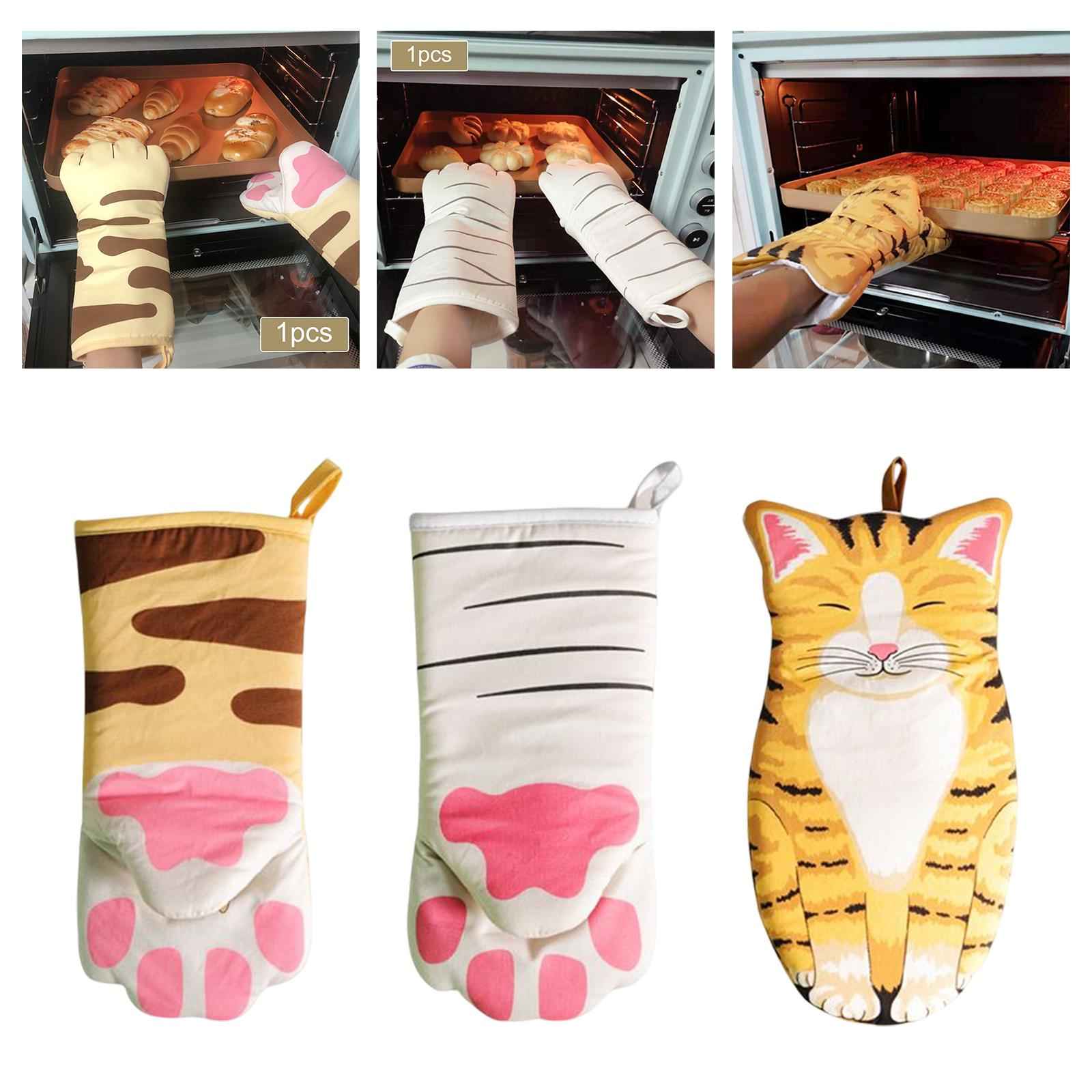 Microwave Oven Gloves Cat Shaped Portable Cozy for BBQ Household Baking A