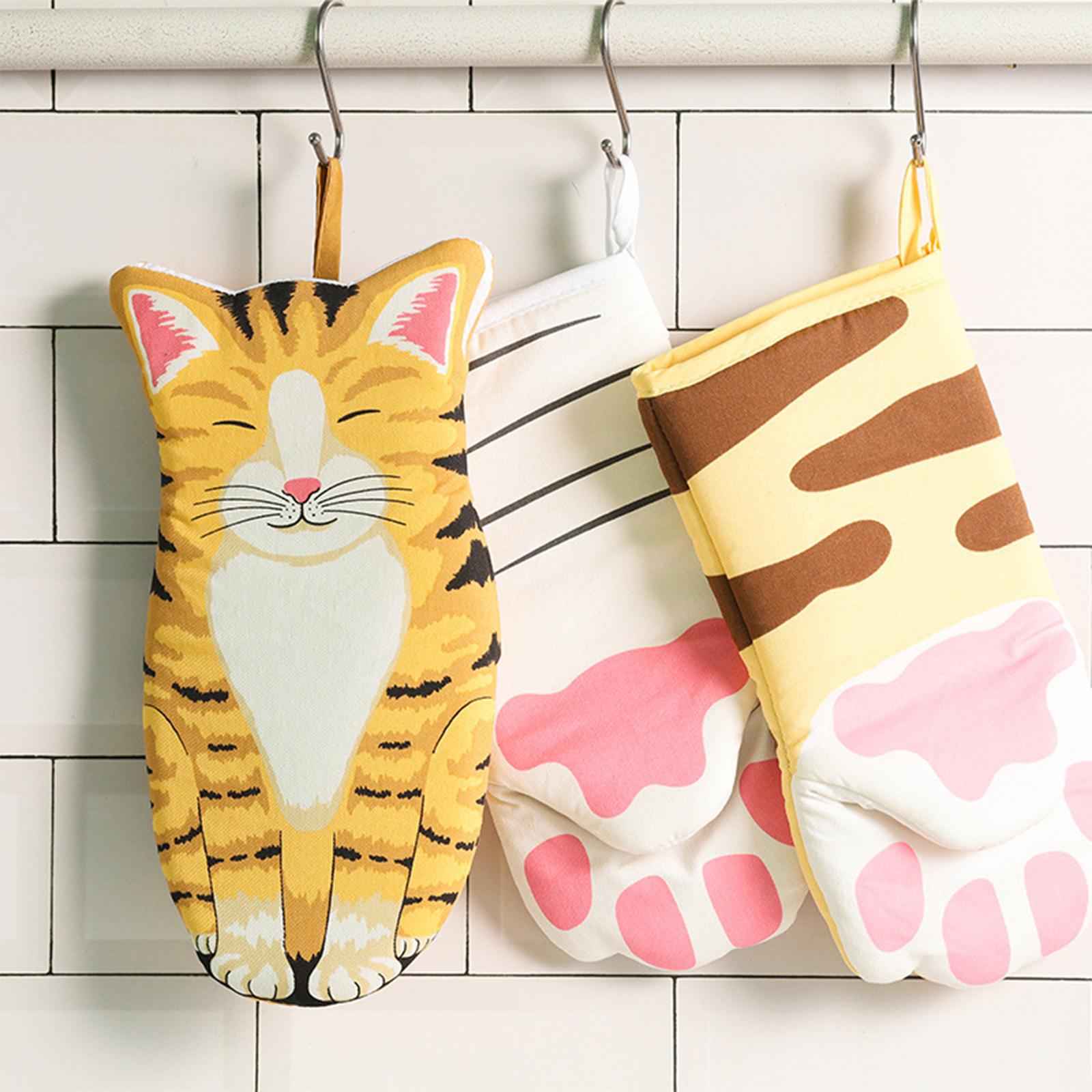Microwave Oven Gloves Cat Shaped Portable Cozy for BBQ Household Baking A