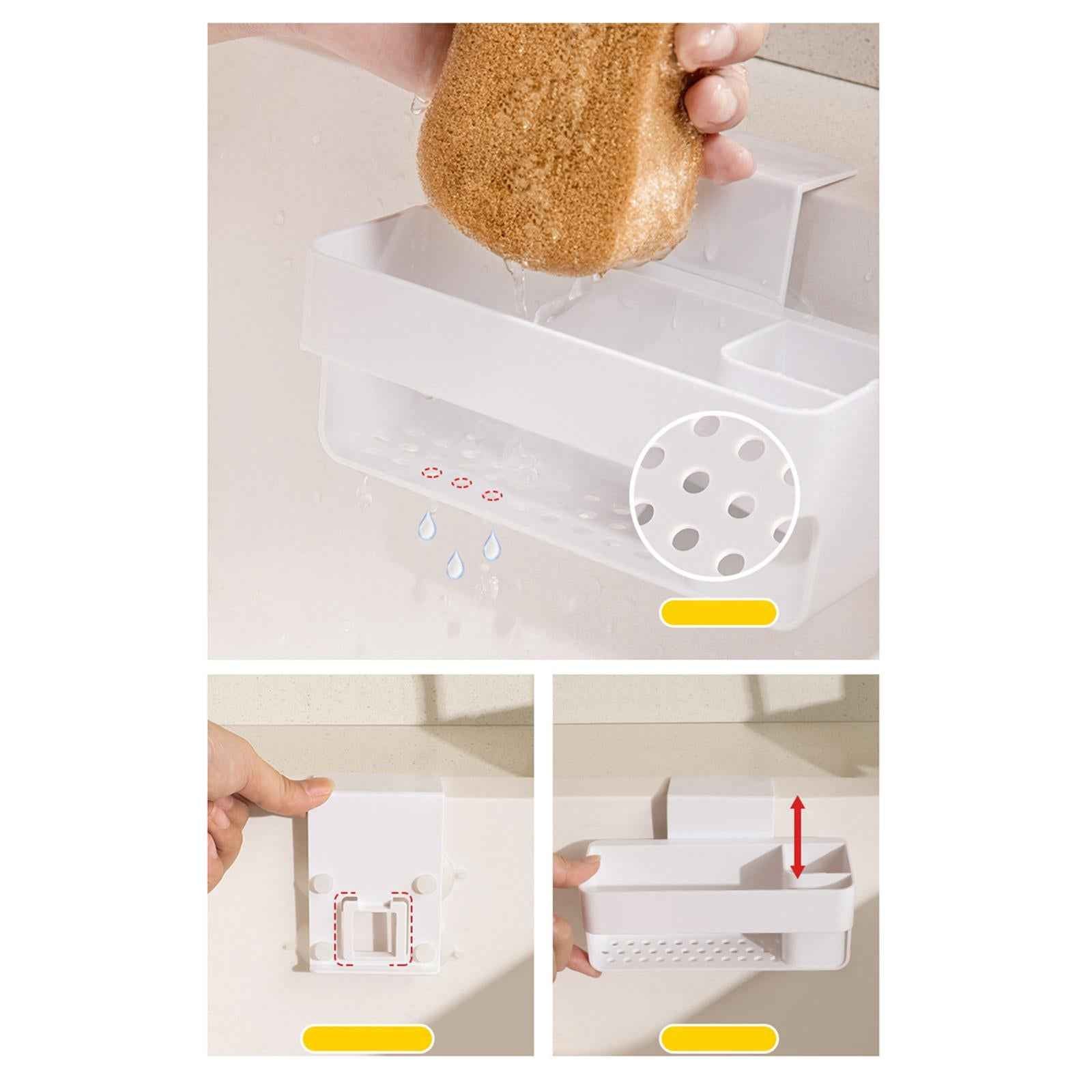 Multipurpose Sink Organizer Rack with Suction Cup Brush Holder for Kitchen