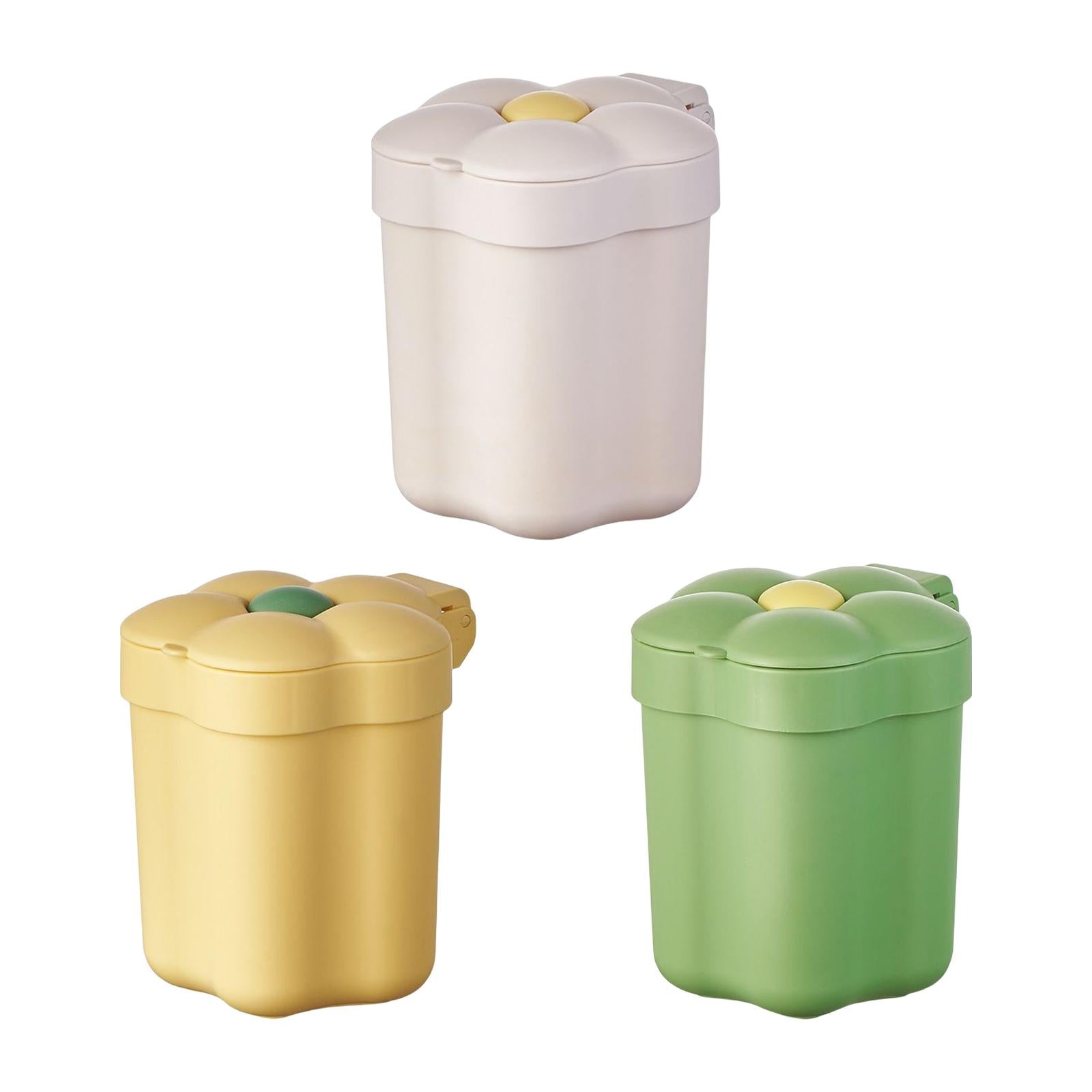 2xMini Desktop Trash Can Mini Wastebasket Garbage Bin Waste Can for Bathroom White