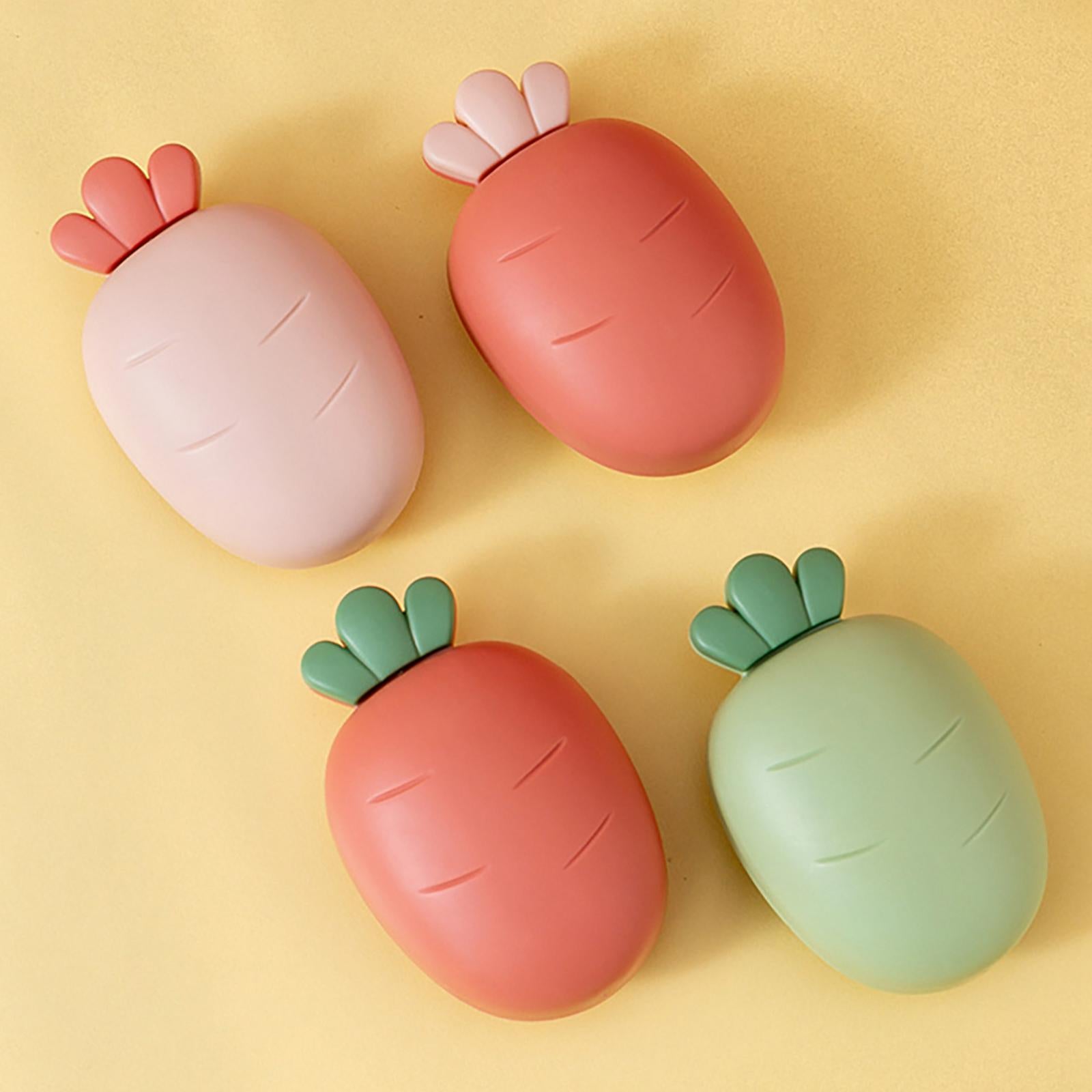 4xCarrot Soap Dish Self Draining Cartoon for Countertop living Room Red