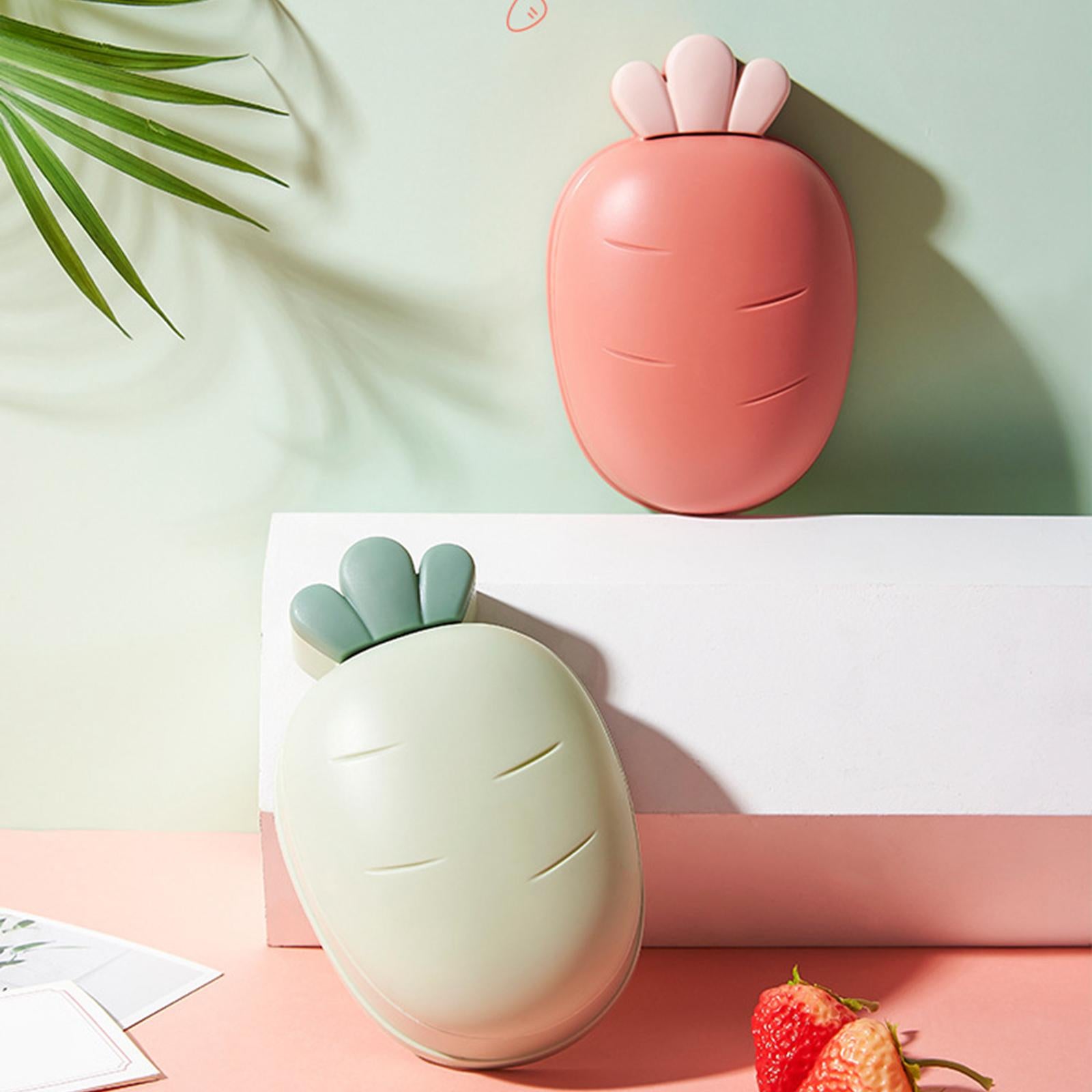 4xCarrot Soap Dish Self Draining Cartoon for Countertop living Room Green
