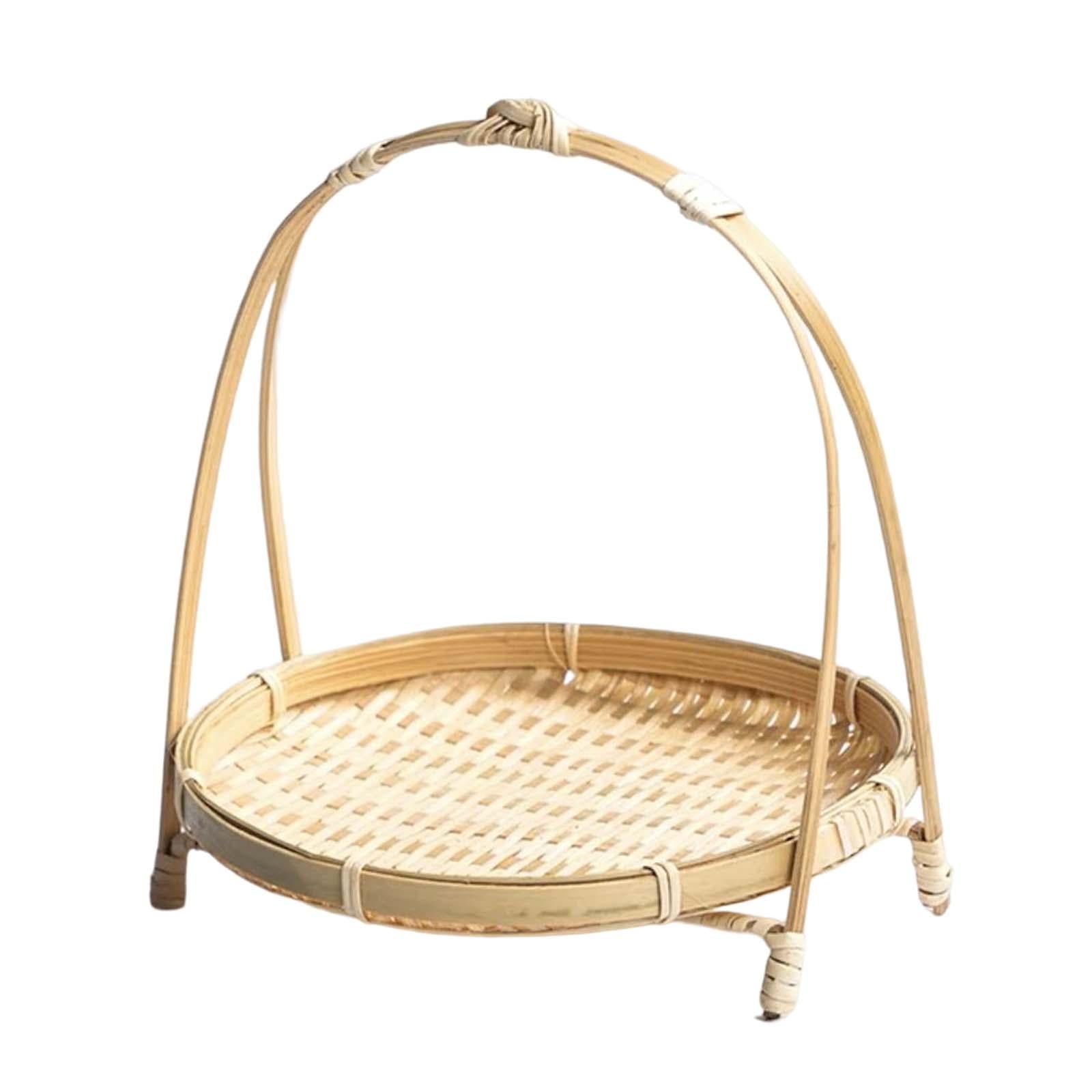 2xHandwoven Fruit Basket Serving Trays Rattan for Kitchen Restaurant Table