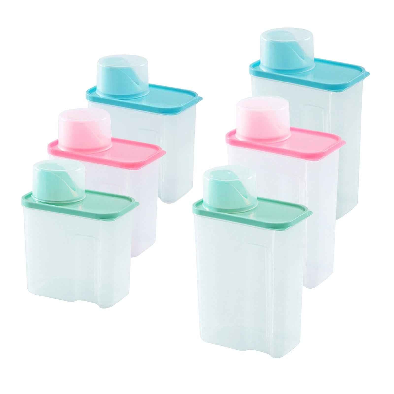 Washing Powder Containers Clear Laundry Powder Storage Box for Closet Cabinet 2L Blue