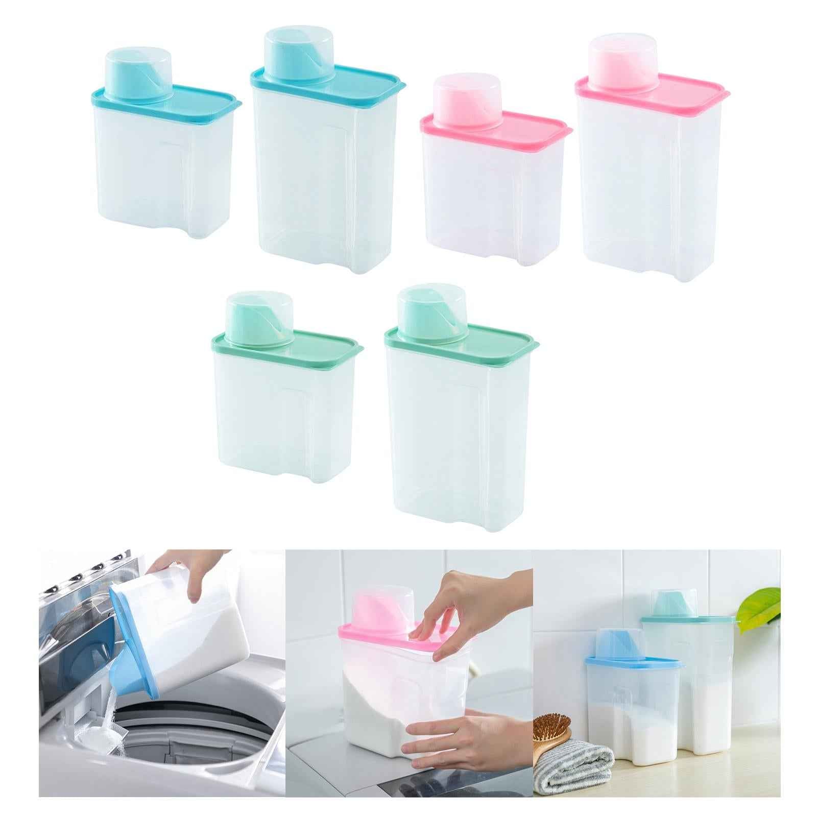 Washing Powder Containers Clear Laundry Powder Storage Box for Closet Cabinet 2L Blue
