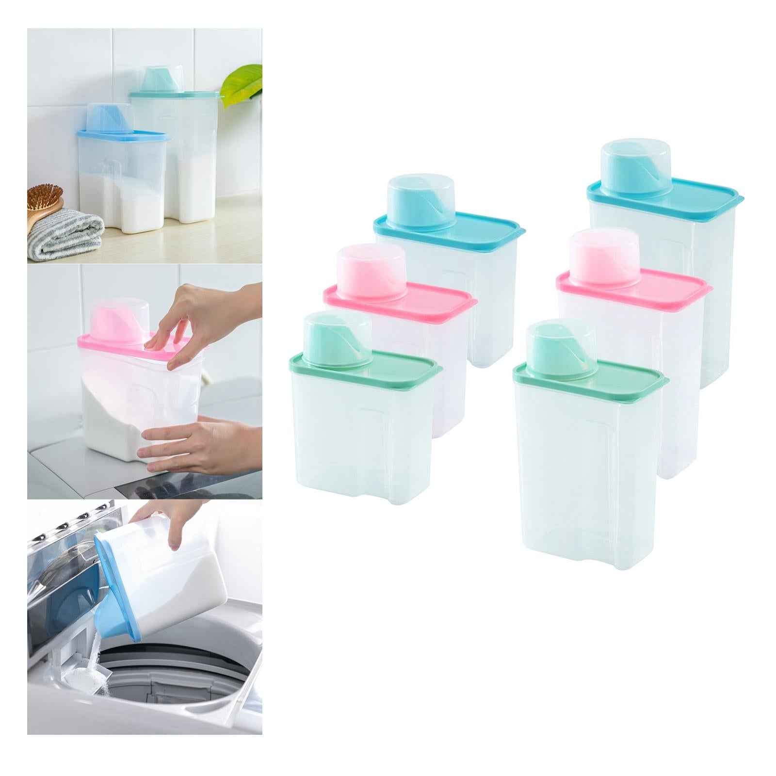 Washing Powder Containers Clear Laundry Powder Storage Box for Closet Cabinet 2L Blue
