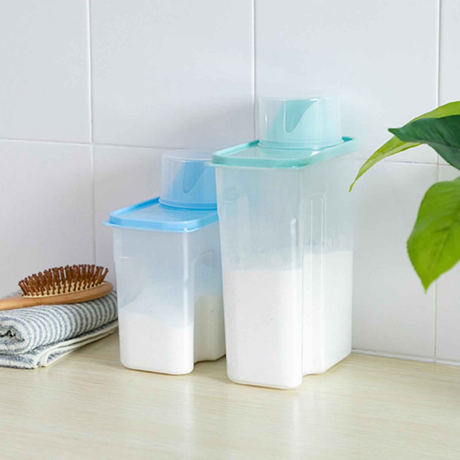 Washing Powder Containers Clear Laundry Powder Storage Box for Closet Cabinet 2L Blue