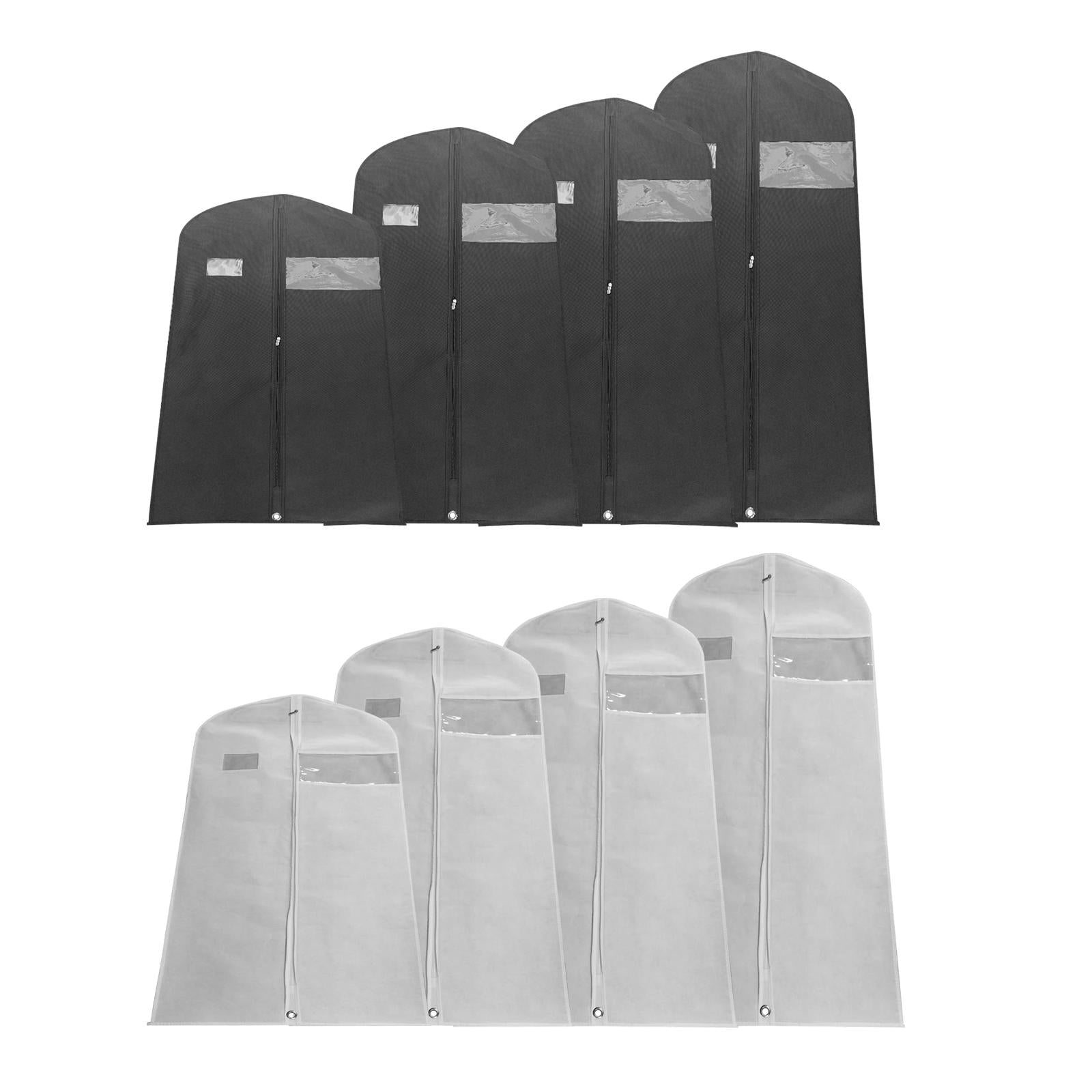 2xHanging Garment Bags Dress Bag Dustproof Bag Men Suits Cover for suits Shirts Black 80cm