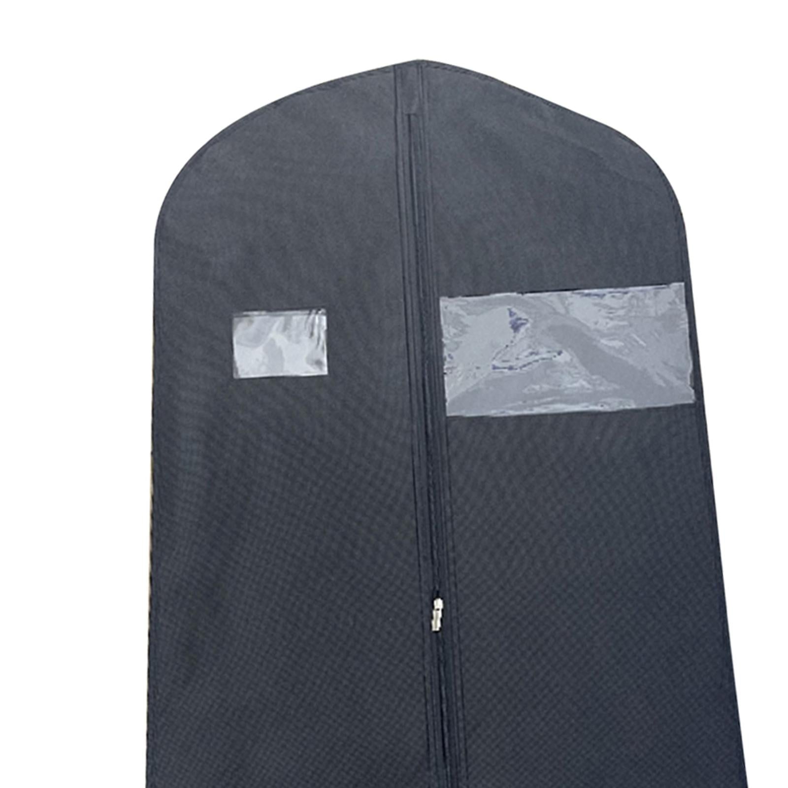 3xHanging Garment Bags Dress Bag Dustproof Bag Men Suits Cover for suits Shirts Black 100cm
