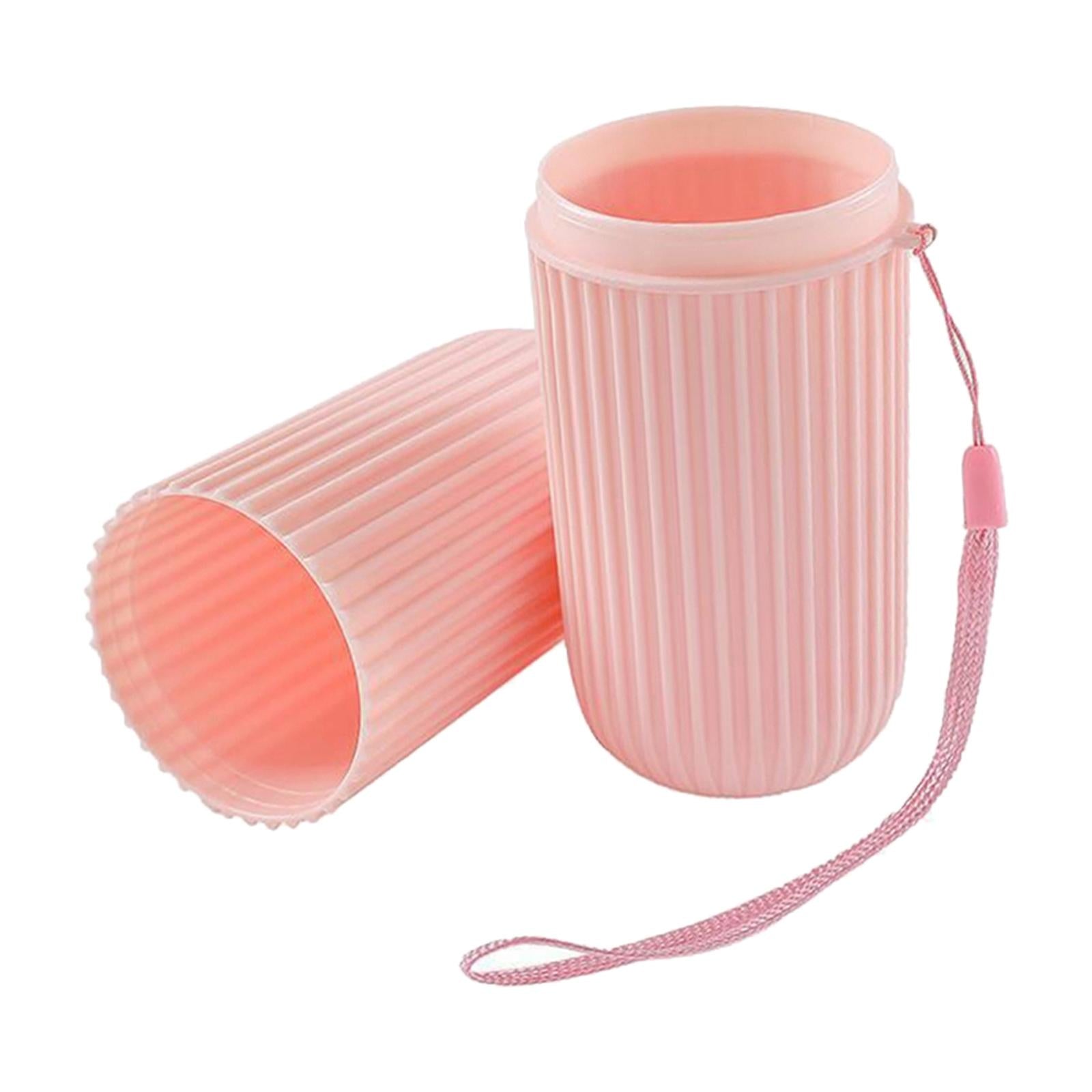 4xBusiness Trips Wash Cup Holder Dustproof for School Outdoor Family Daily Use pink