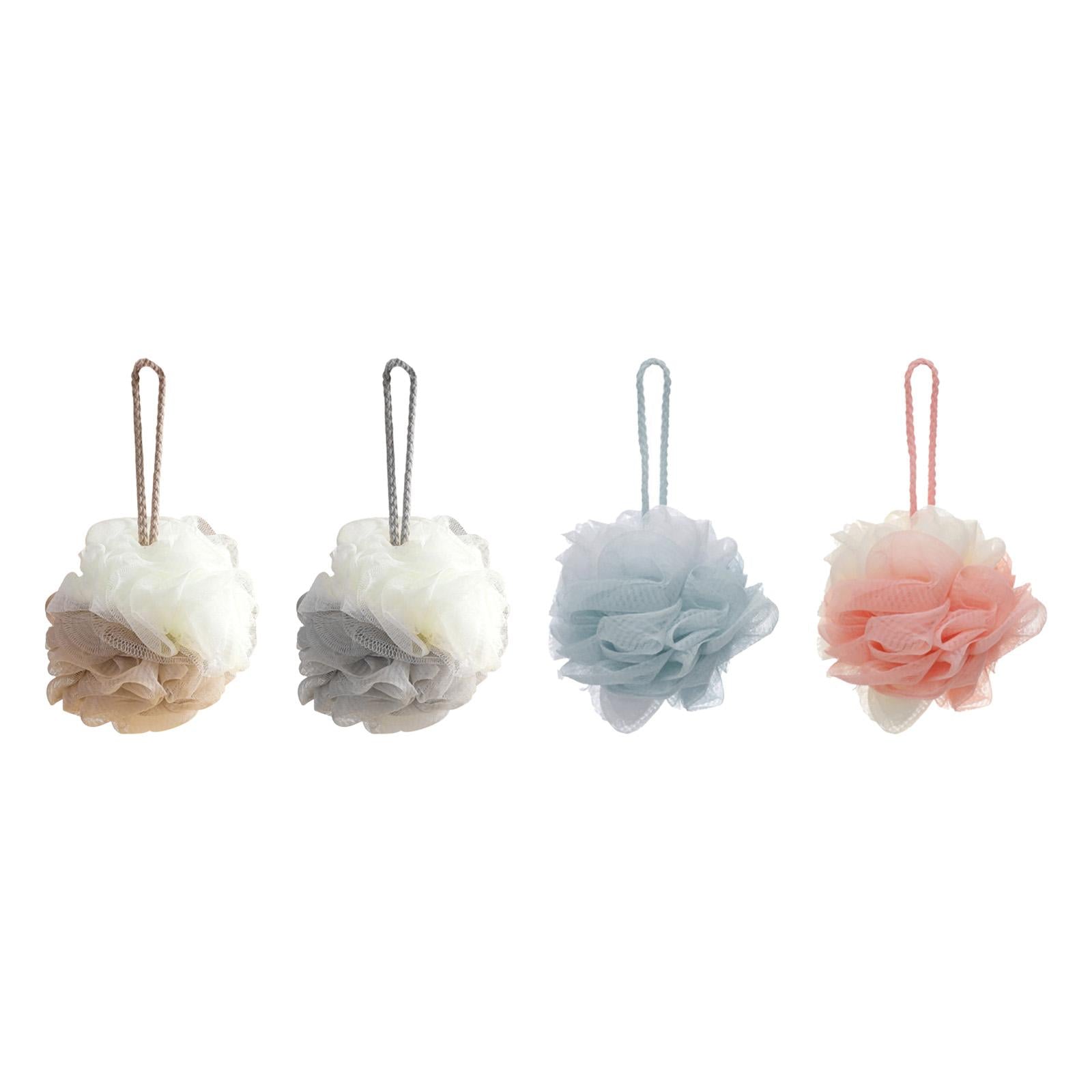 3xShower Loofah Soft Hanging Comfortable Shower Ball for Travel Hotel Bathroom Khaki