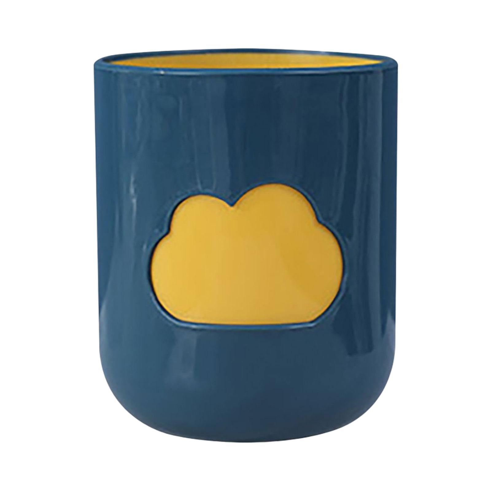 4xBathroom Tumbler Sturdy Multifunctional Modern Large Capacity Toothbrush Cup navy blue