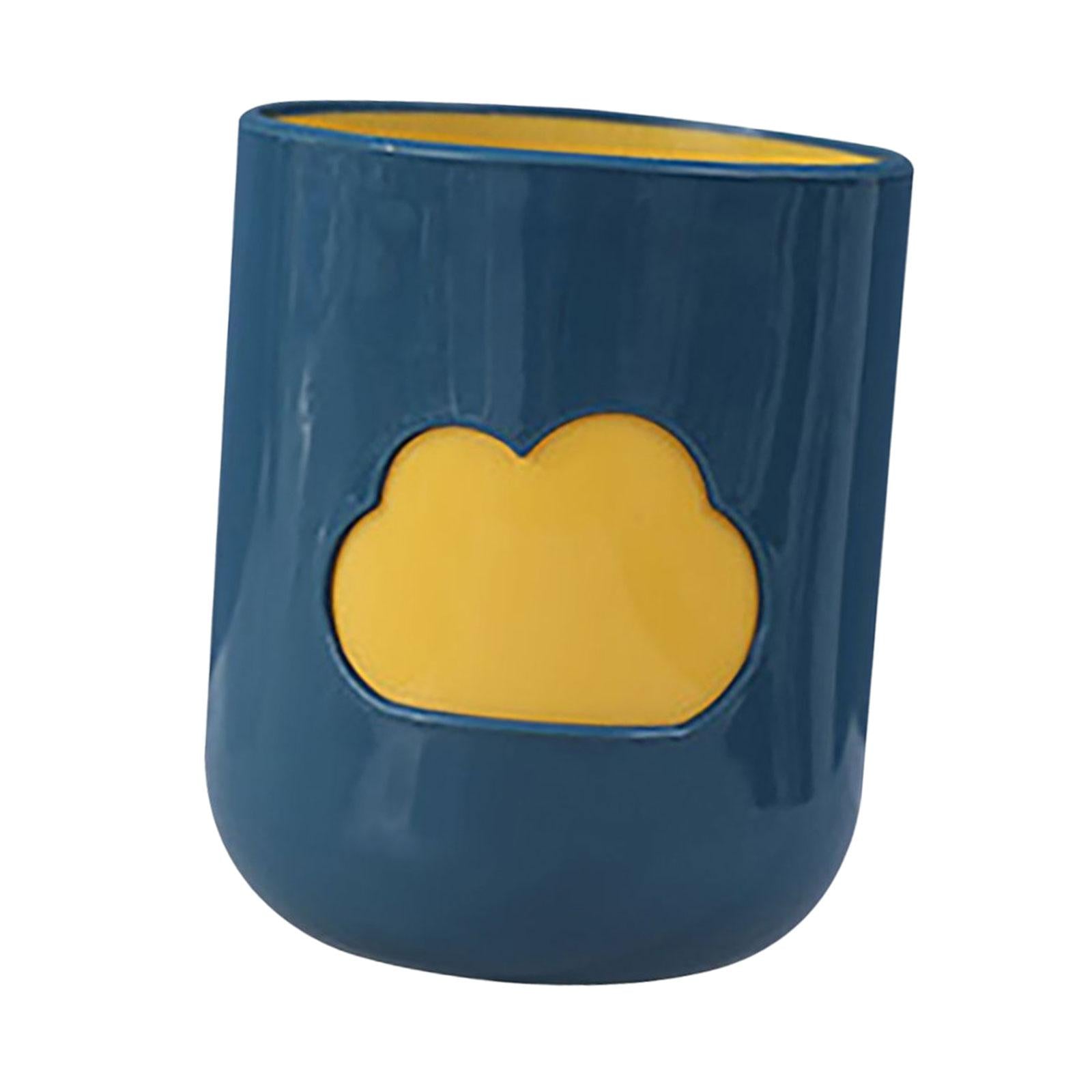 4xBathroom Tumbler Sturdy Multifunctional Modern Large Capacity Toothbrush Cup navy blue