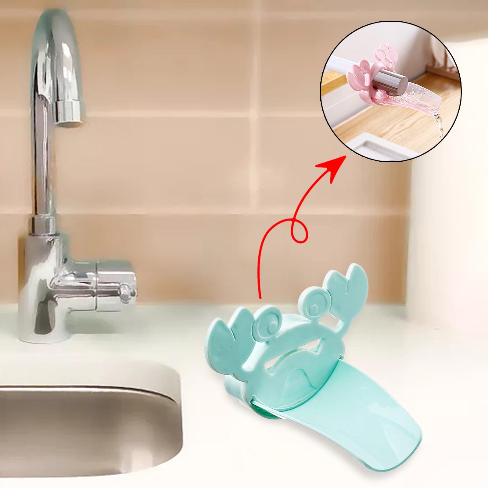 5xSilicone Kids Sink Extender Children Faucet Extension for Basin Bathroom Tub Blue