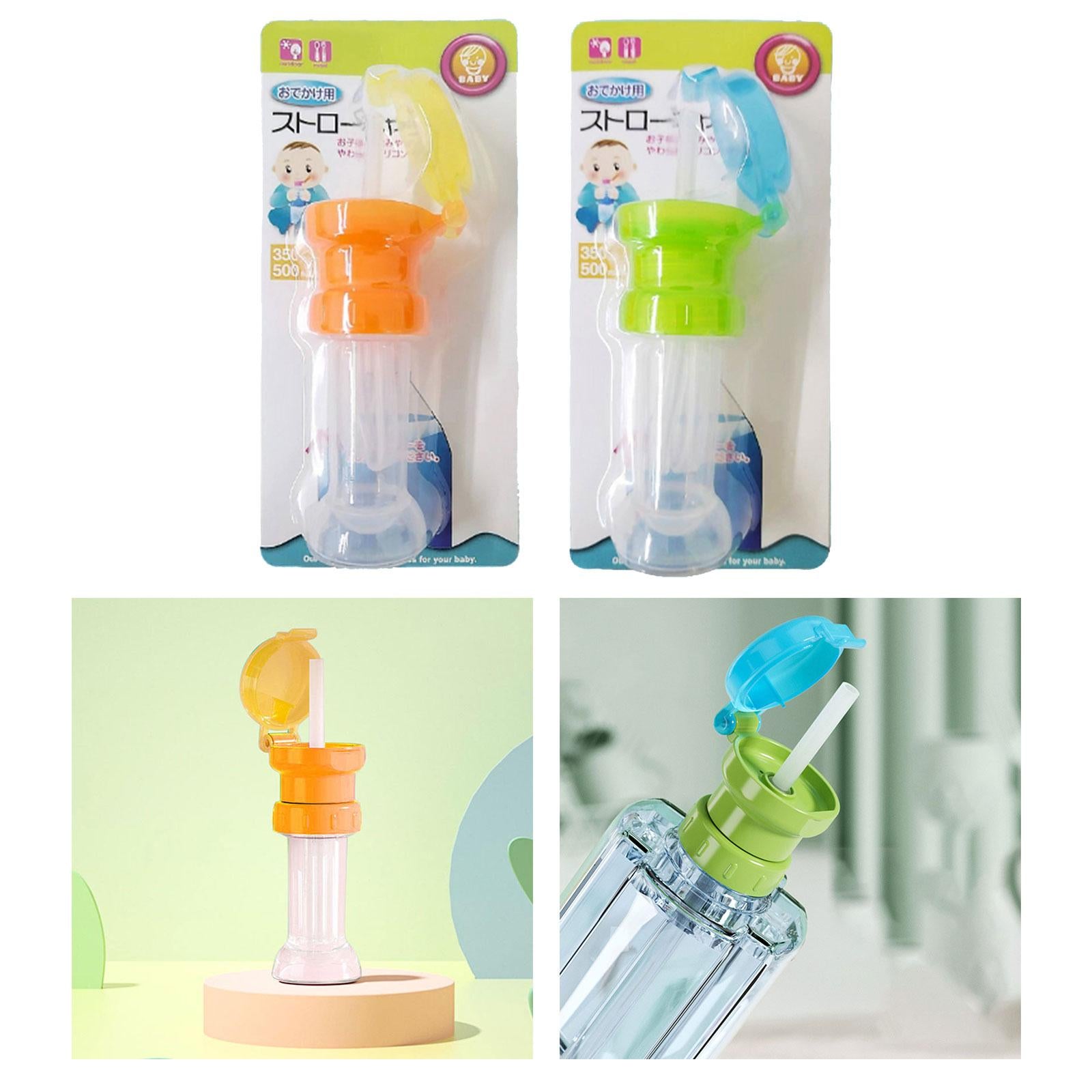 2xWater Bottle Straw Caps with Straw Storage Box Juice Drink Water Bottle Caps pink