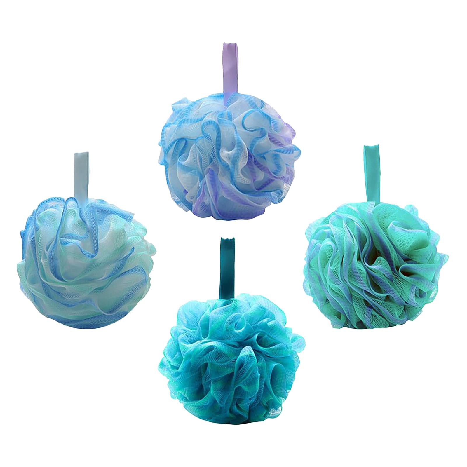 4xBath Sponge for Women Men Shower Pouf Net Body Scrubber Shower Loofah Sponge Violet