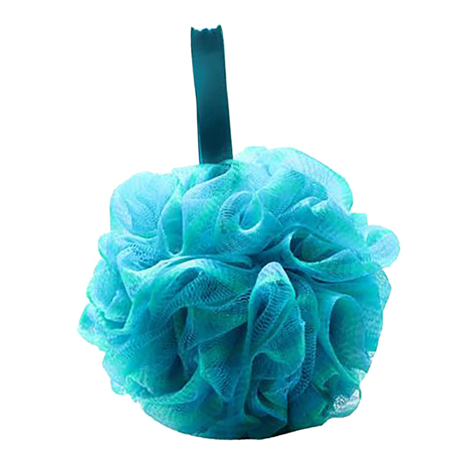 4xBath Sponge for Women Men Shower Pouf Net Body Scrubber Shower Loofah Sponge Blue