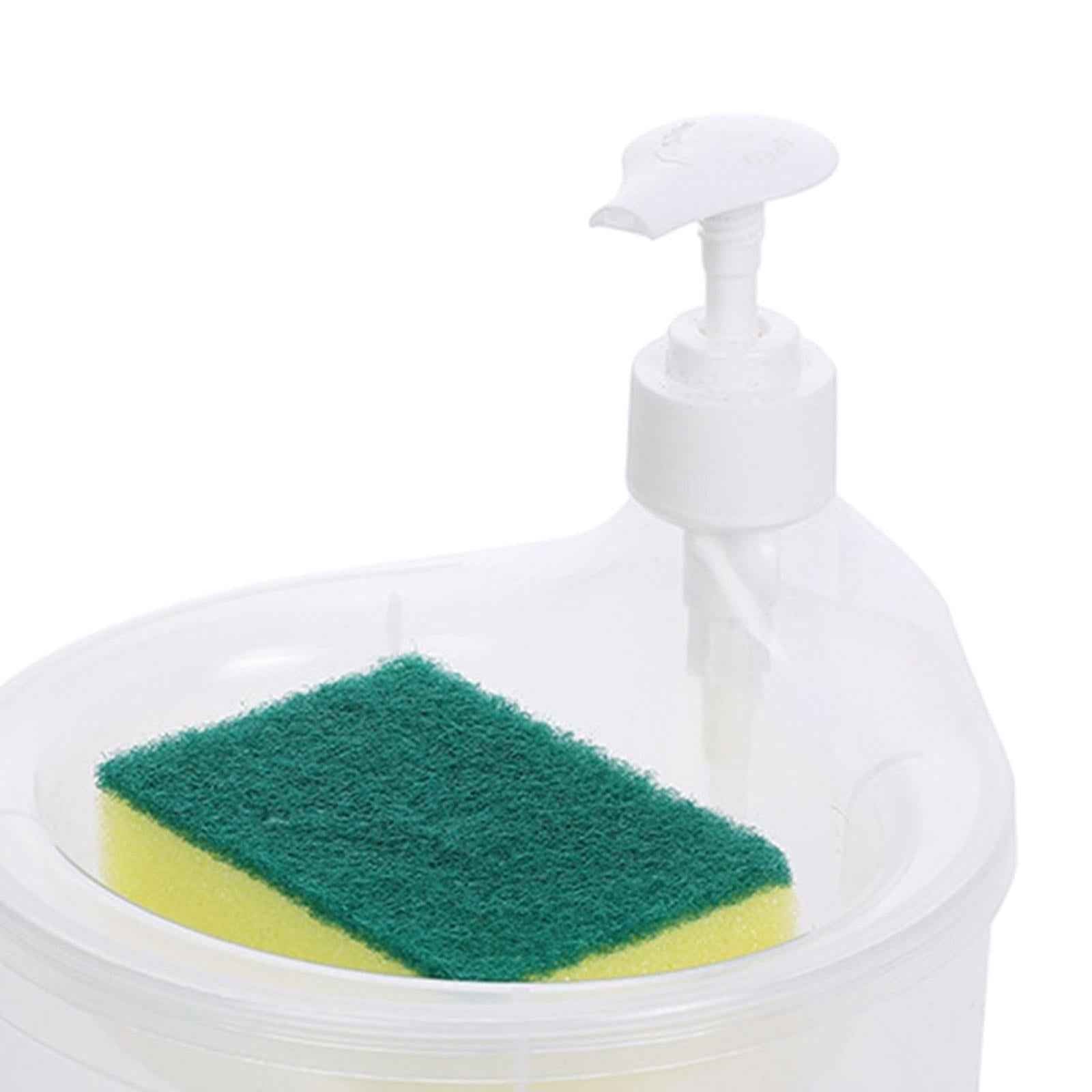 Soap Dispenser and Scrubber Holder Practical Kitchen Soap Dispenser for Home Clear