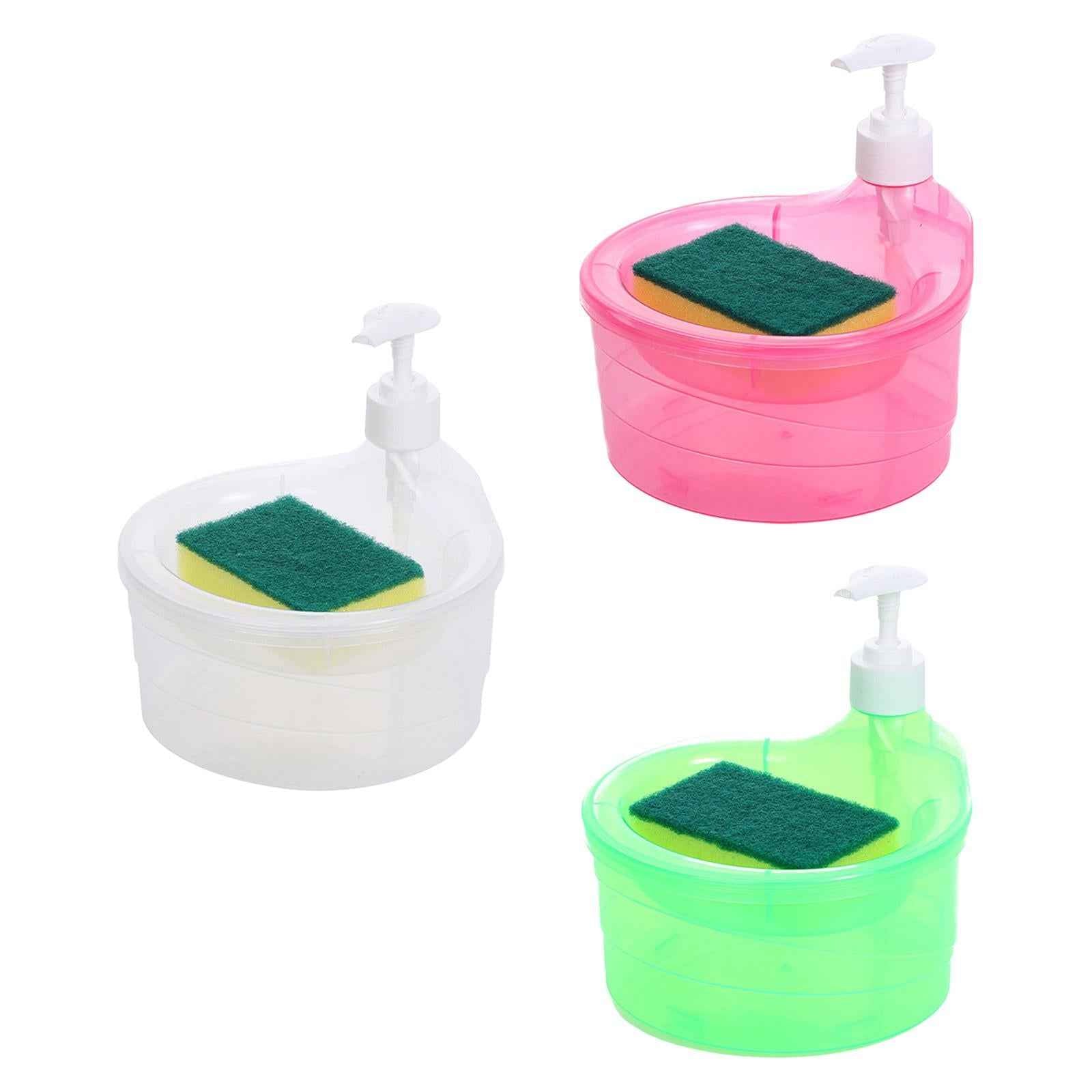 Soap Dispenser and Scrubber Holder Practical Kitchen Soap Dispenser for Home Clear