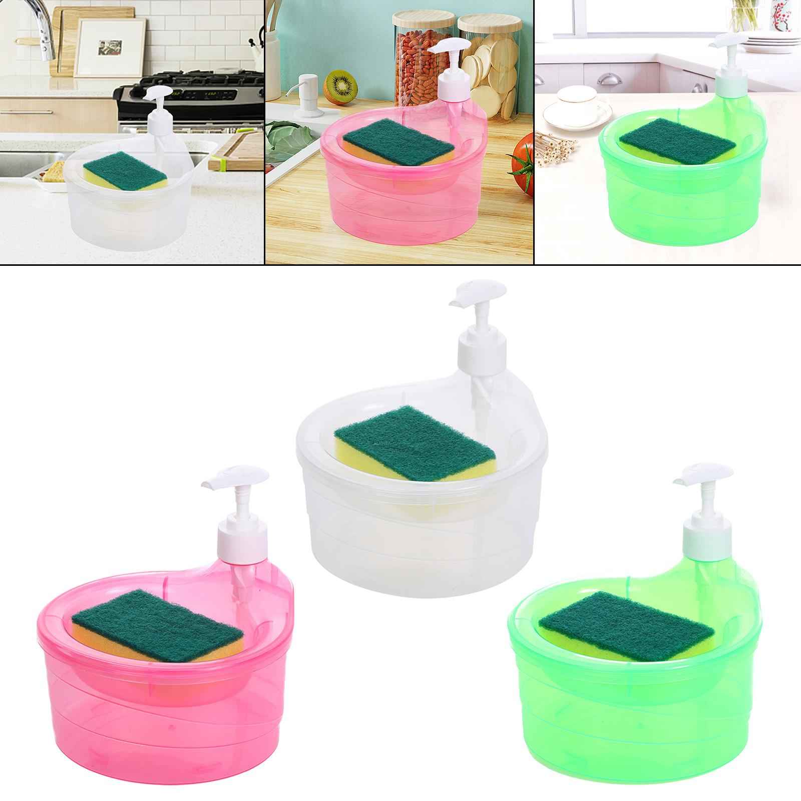 Soap Dispenser and Scrubber Holder Practical Kitchen Soap Dispenser for Home Clear