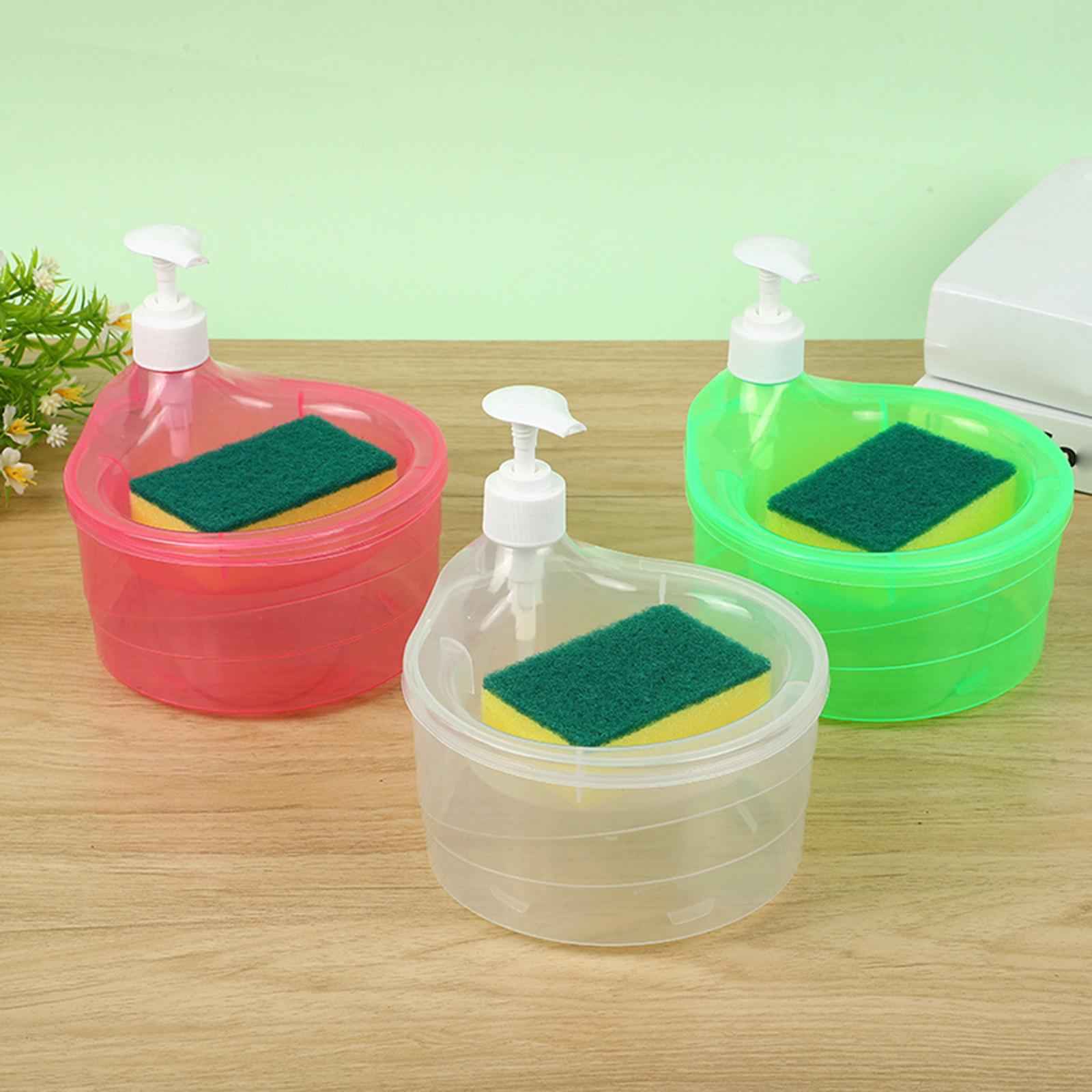 Soap Dispenser and Scrubber Holder Practical Kitchen Soap Dispenser for Home Clear