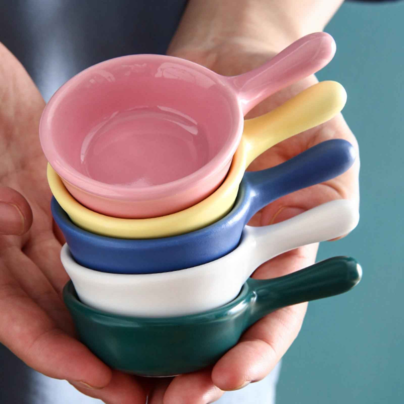 Sauce Dish Ceramic Portable Condiment Container for Seasoning Picnic Small pink