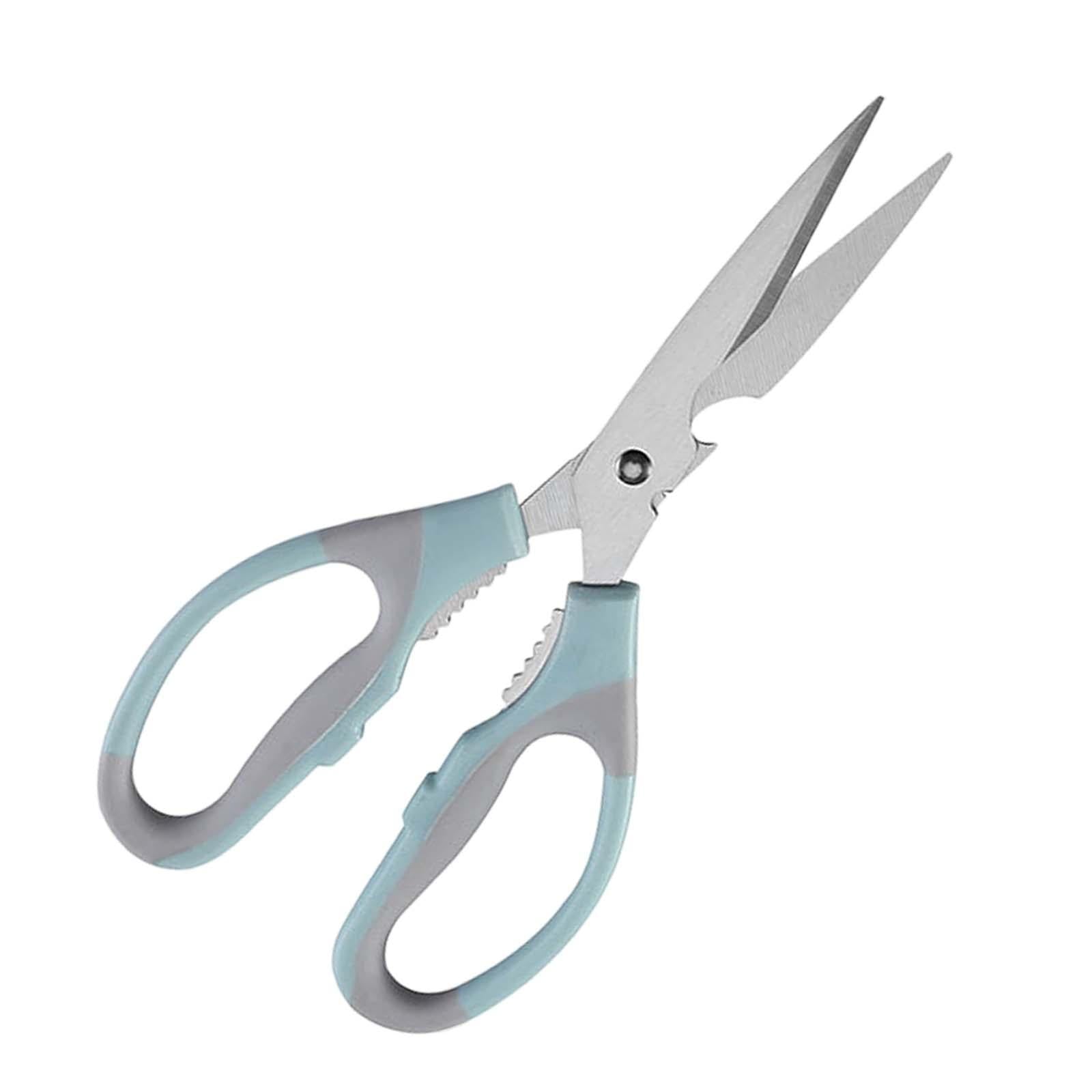 3xMultifunctional Kitchen Scissors Non Slip Meat Scissors for Pizza Blue