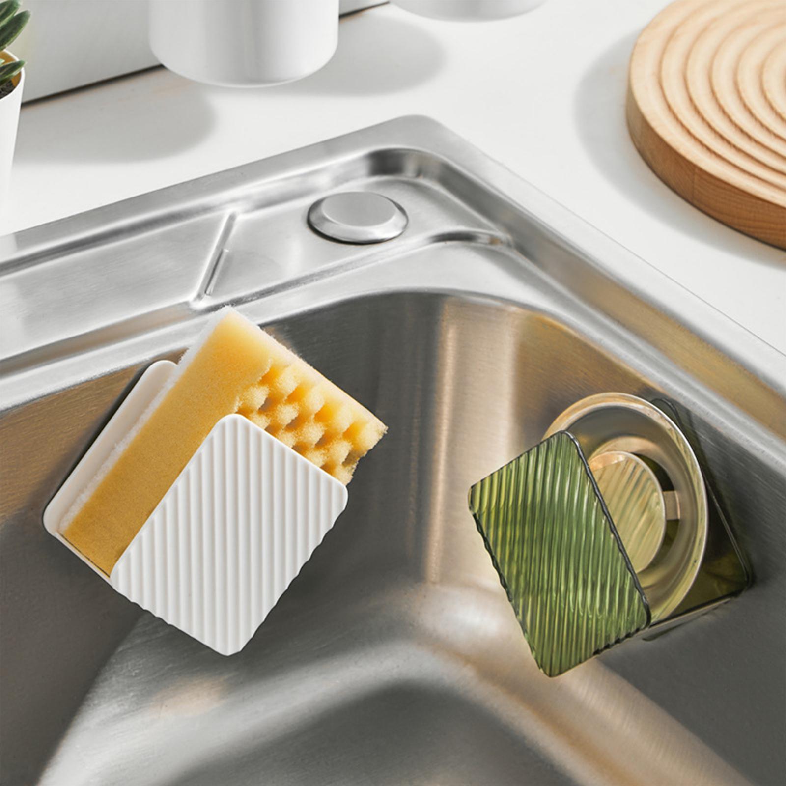 2xSink Rack Bathroom Accessories Punch Free Mounted Kitchen Sink Caddy Organizer green