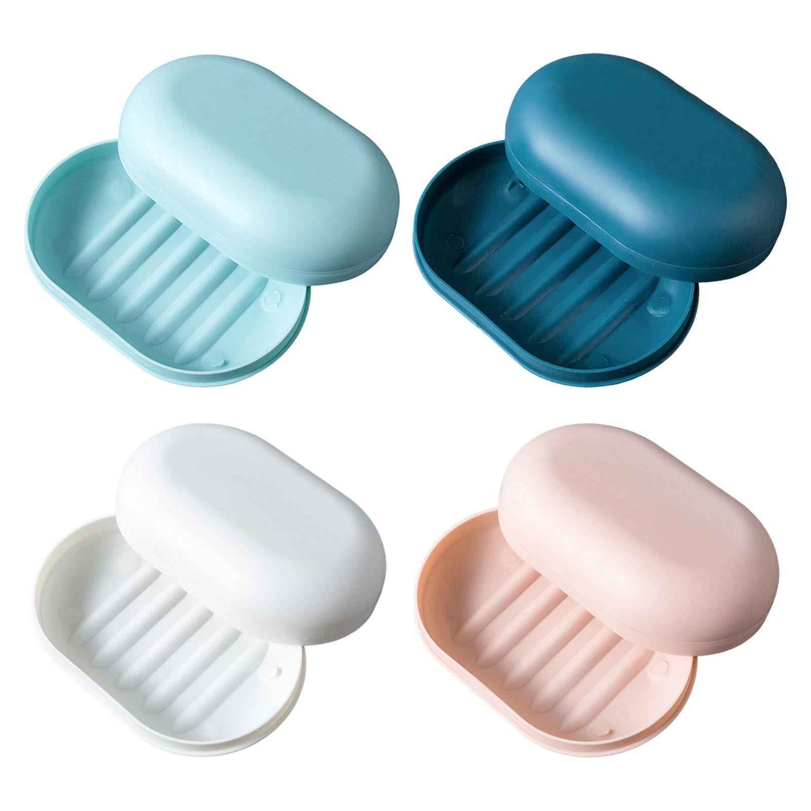 Soap Box Holder Detachable Soap Holder with Lid for Hiking Traveling Shower White