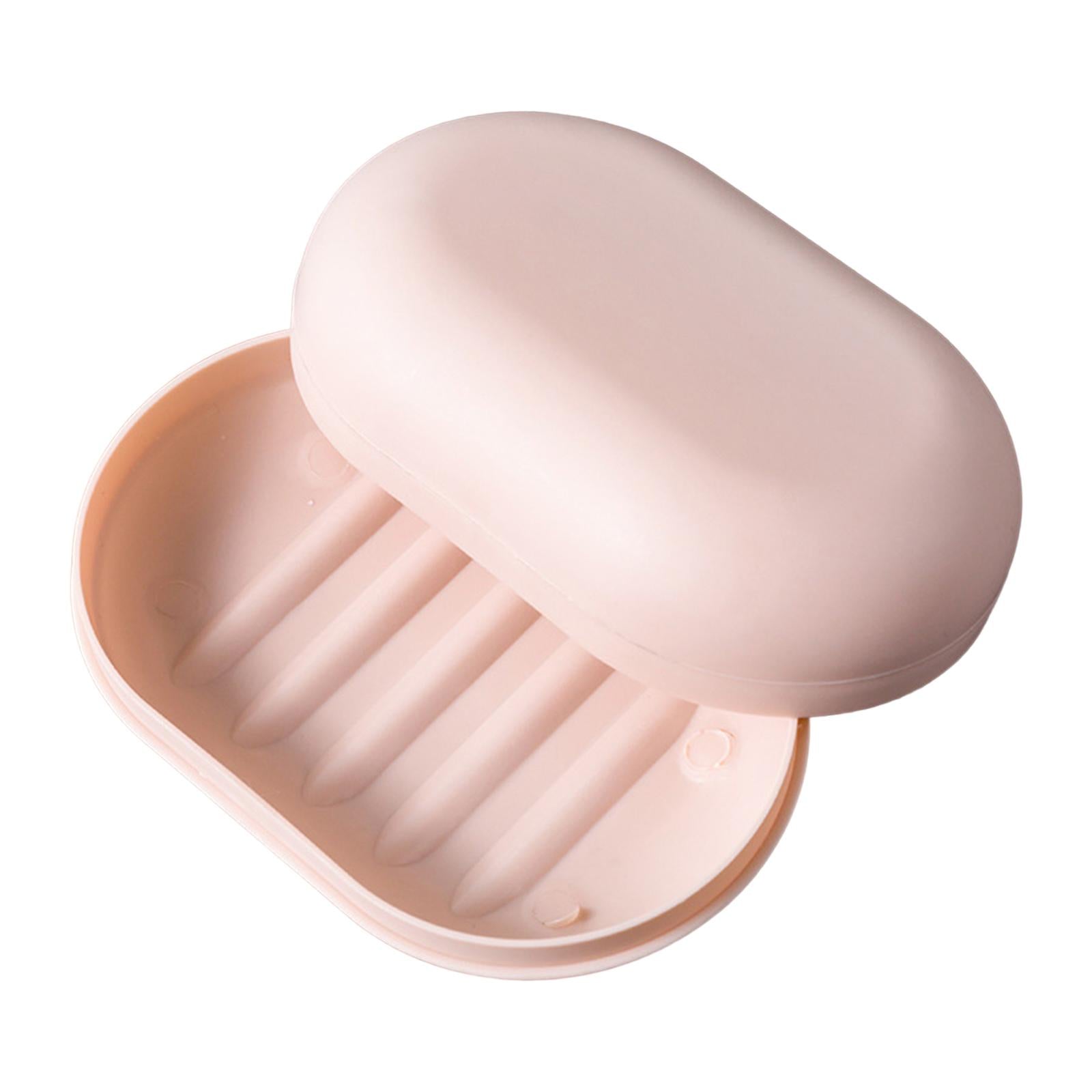 4xSoap Box Holder Detachable Soap Holder with Lid for Hiking Traveling Shower Pink