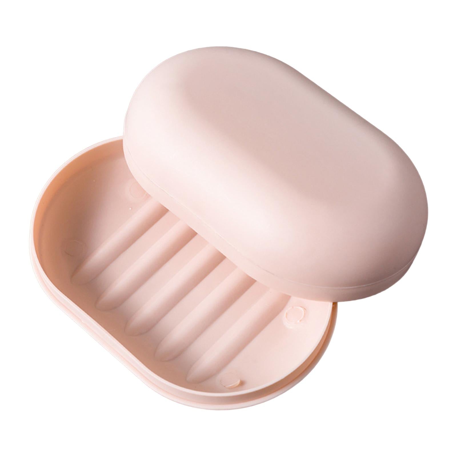 3xSoap Box Holder Detachable Soap Holder with Lid for Hiking Traveling Shower Pink