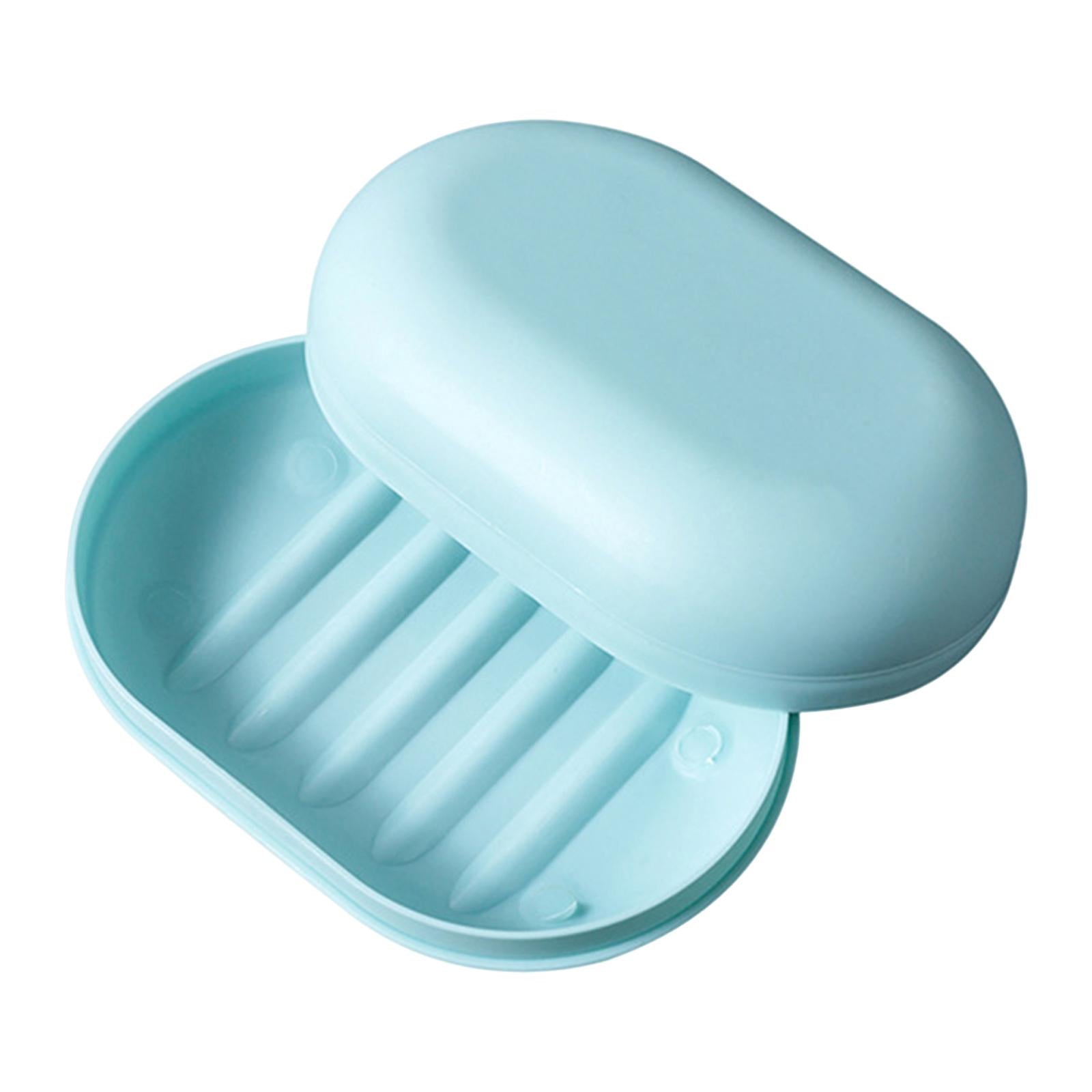 2xSoap Box Holder Detachable Soap Holder with Lid for Hiking Traveling Shower Blue
