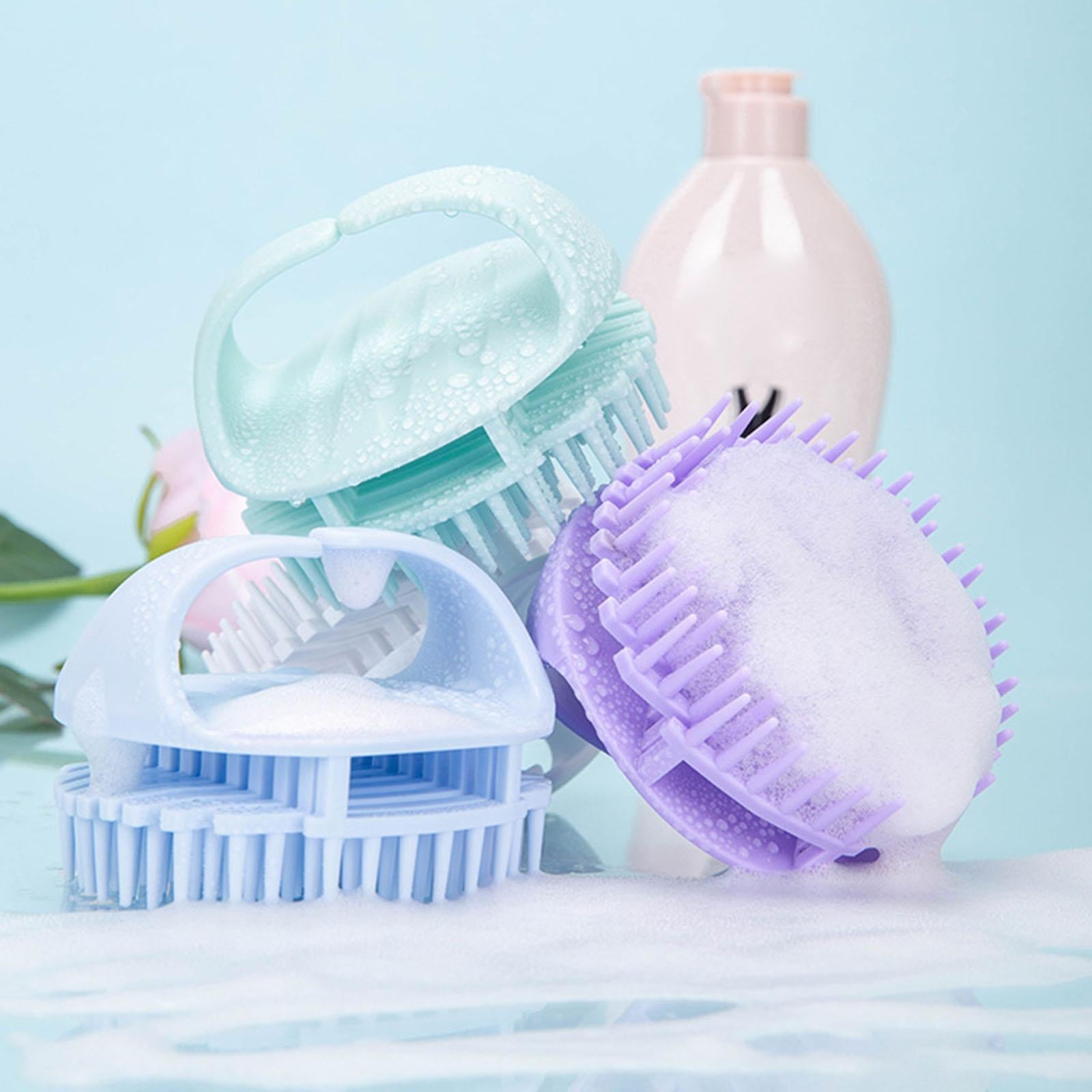 4xScalp Massager Shampoo Brush Hair Brush with Soft Silicone Bristles for Hair White