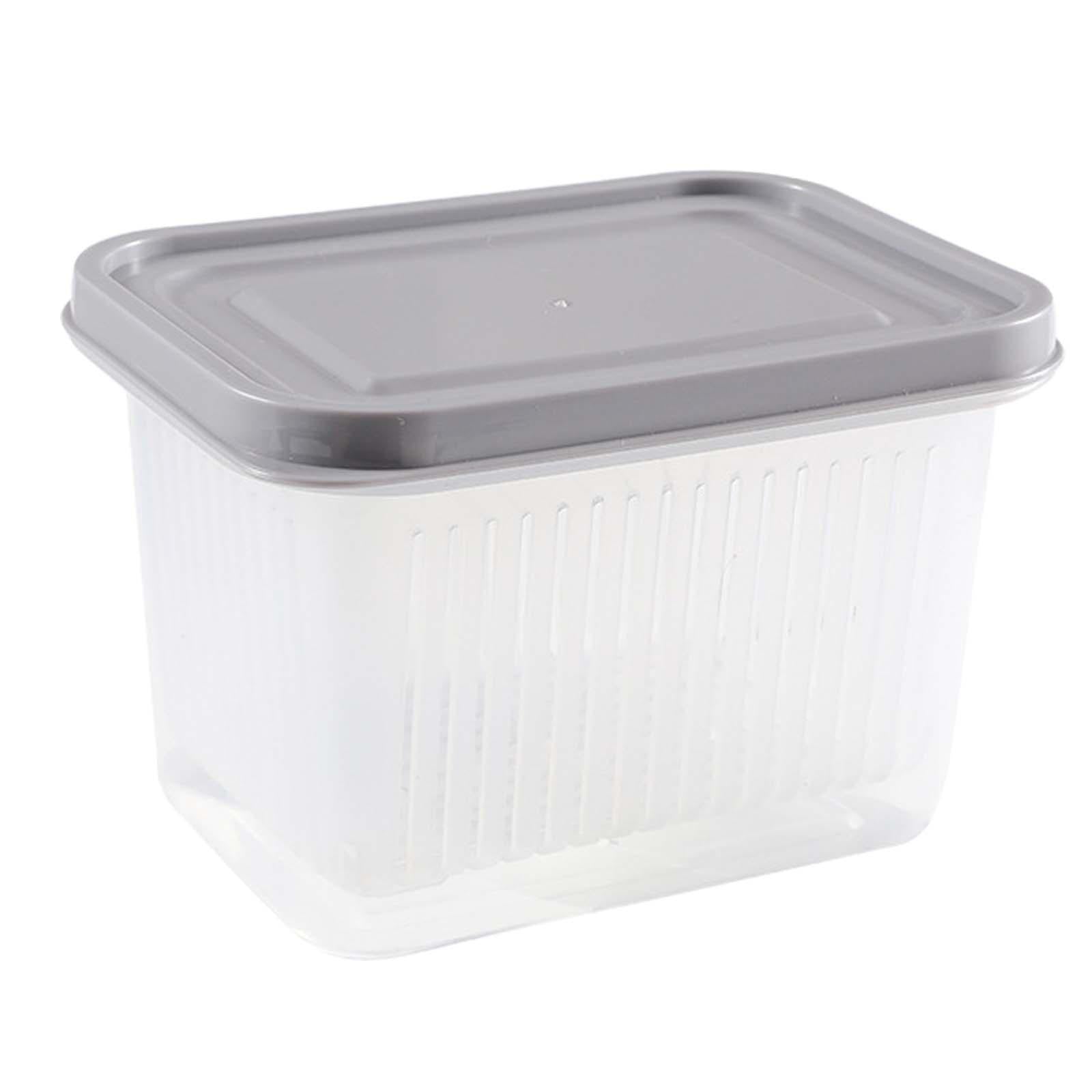 3xFruit Keeper Box Leakproof Kitchen Stackable Non Slip Food Storage Container Gray
