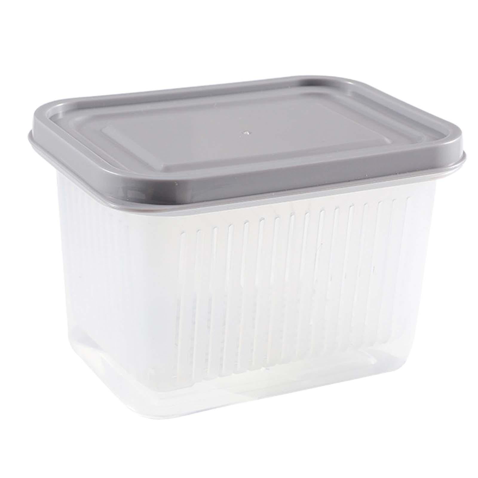 6xFruit Keeper Box Leakproof Kitchen Stackable Non Slip Food Storage Container Gray