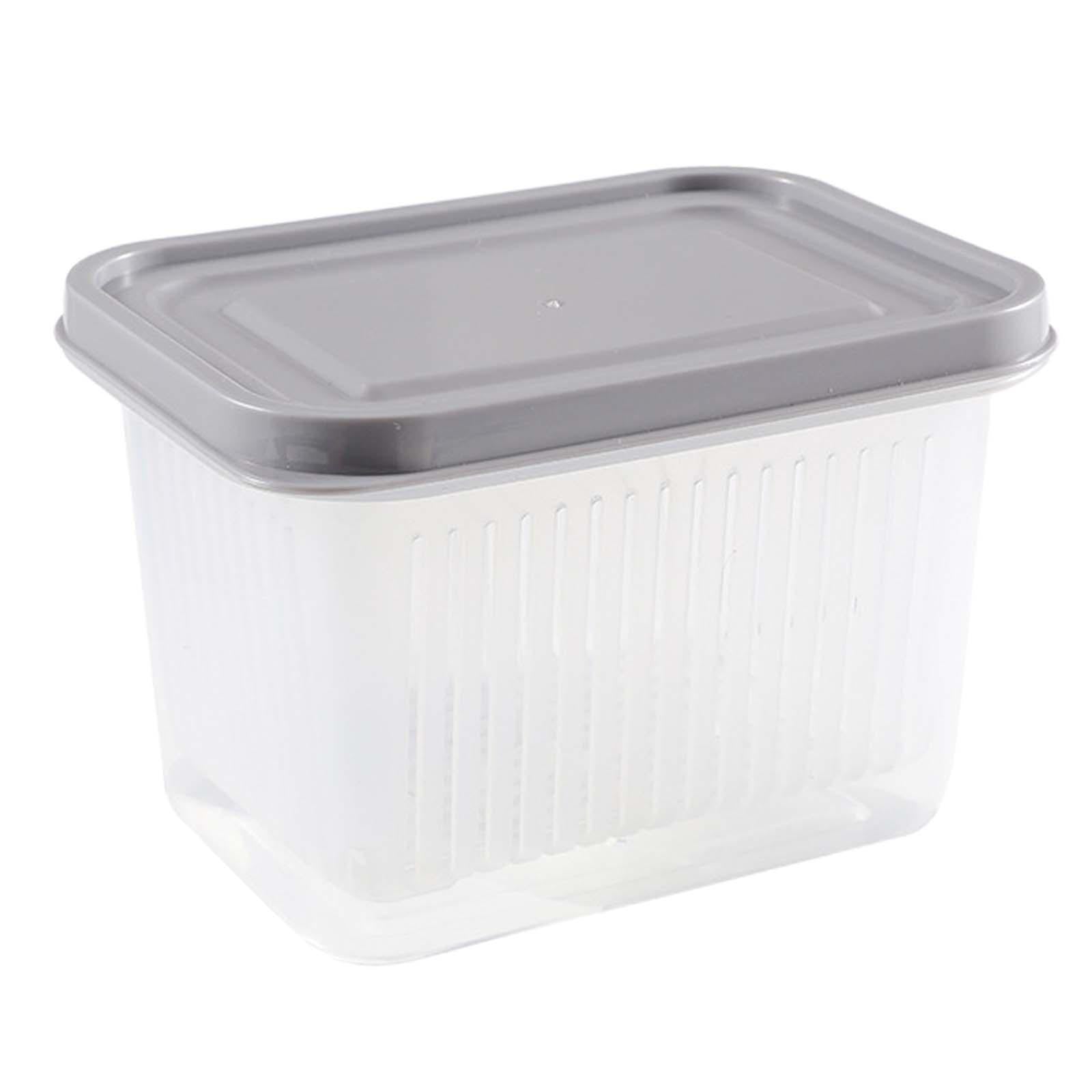 5xFruit Keeper Box Leakproof Kitchen Stackable Non Slip Food Storage Container Gray