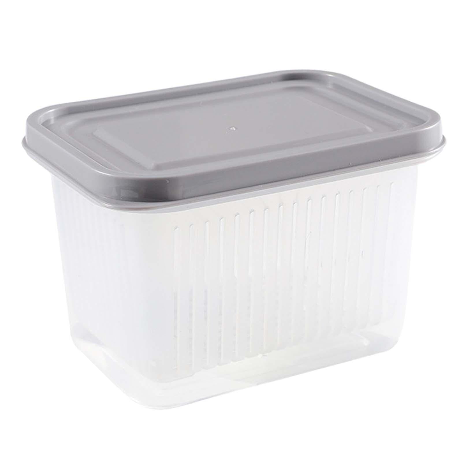 5xFruit Keeper Box Leakproof Kitchen Stackable Non Slip Food Storage Container Gray