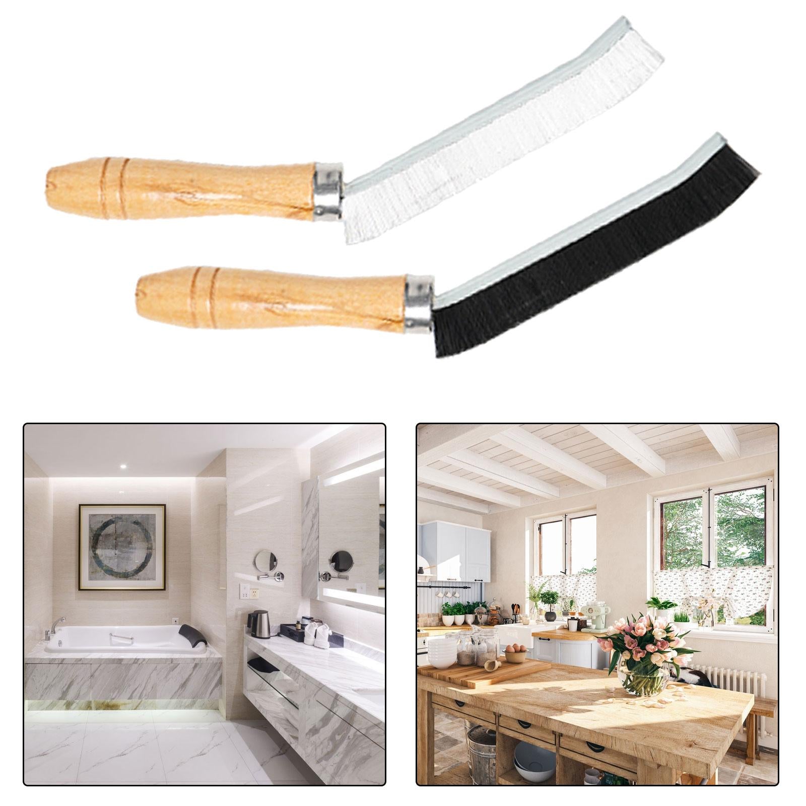 2xWindow Track Cleaning Brush Window Groove Cleaning Brush for Kitchen Bathtub White