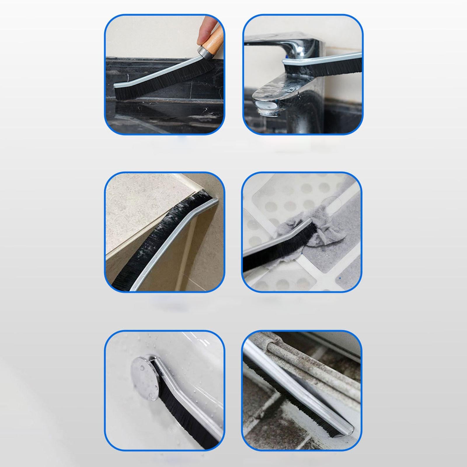3xWindow Track Cleaning Brush Window Groove Cleaning Brush for Kitchen Bathtub Black