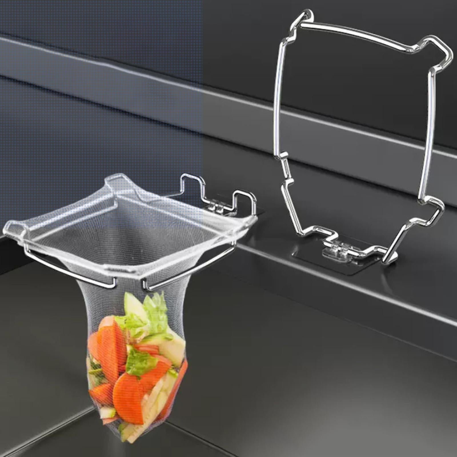 4xSink Drain Strainer Triangular Corner Draining Net Trash Bag Holder Foldable 50 Net