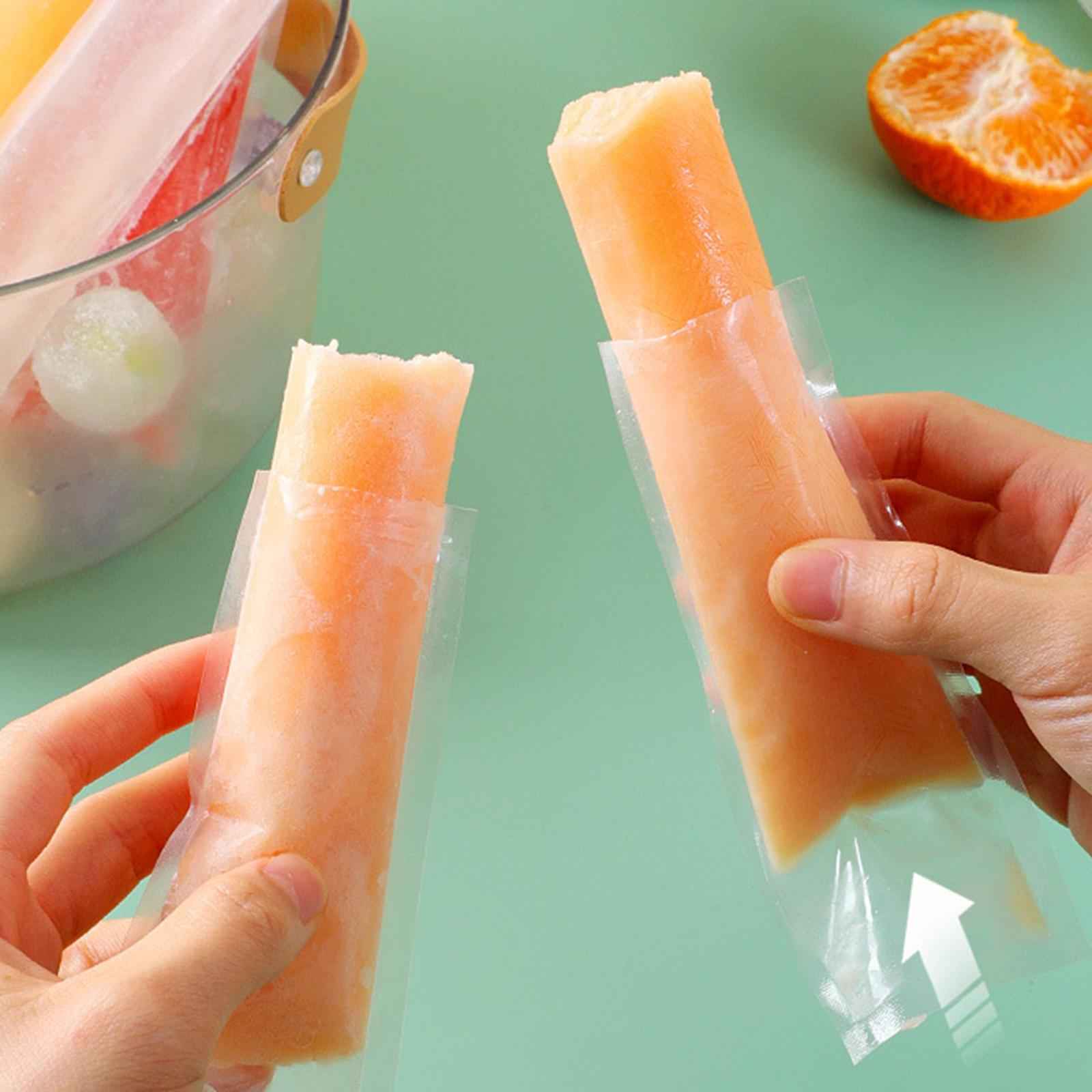 Popsicles Bag Ice Bag Freezer Tubes with Zip Seals for Fruit Smoothies Juice 10pcs