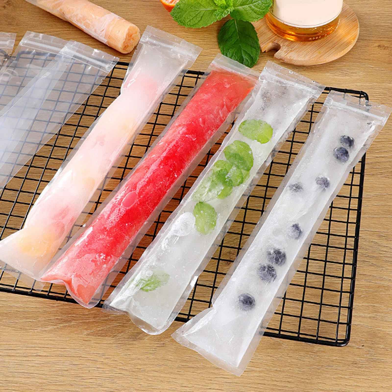 Popsicles Bag Ice Bag Freezer Tubes with Zip Seals for Fruit Smoothies Juice 10pcs