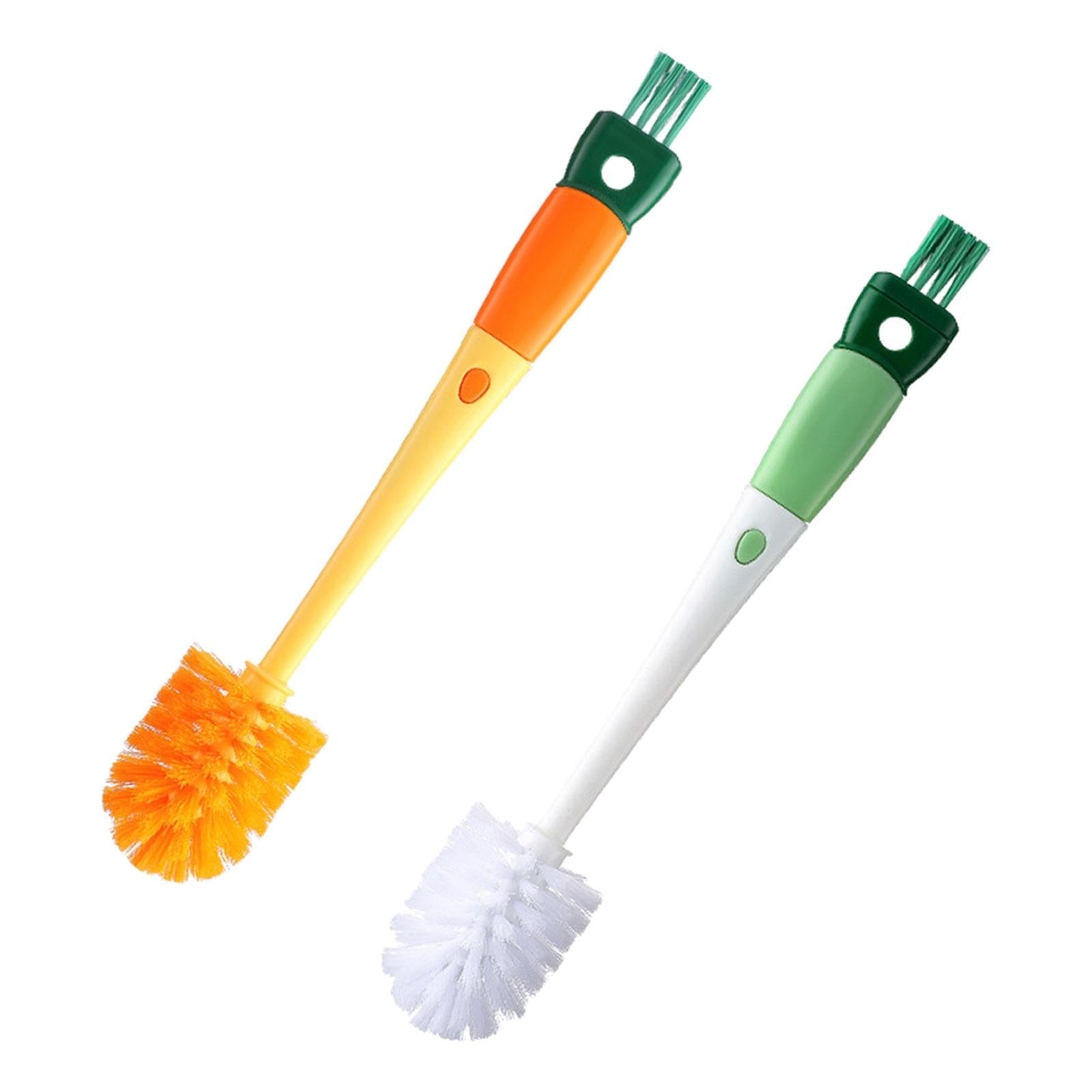 3xKitchen Bottle Brush Portable Household Cleaning Brush for Cups Mugs Bottles Orange